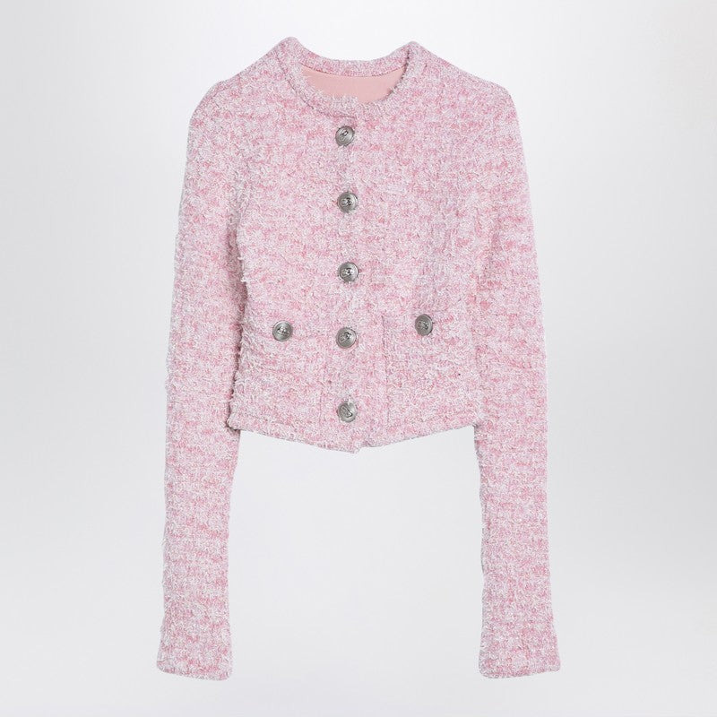 Balenciaga Pink Cotton Blend Tweed Cropped Cardigan Women - 1