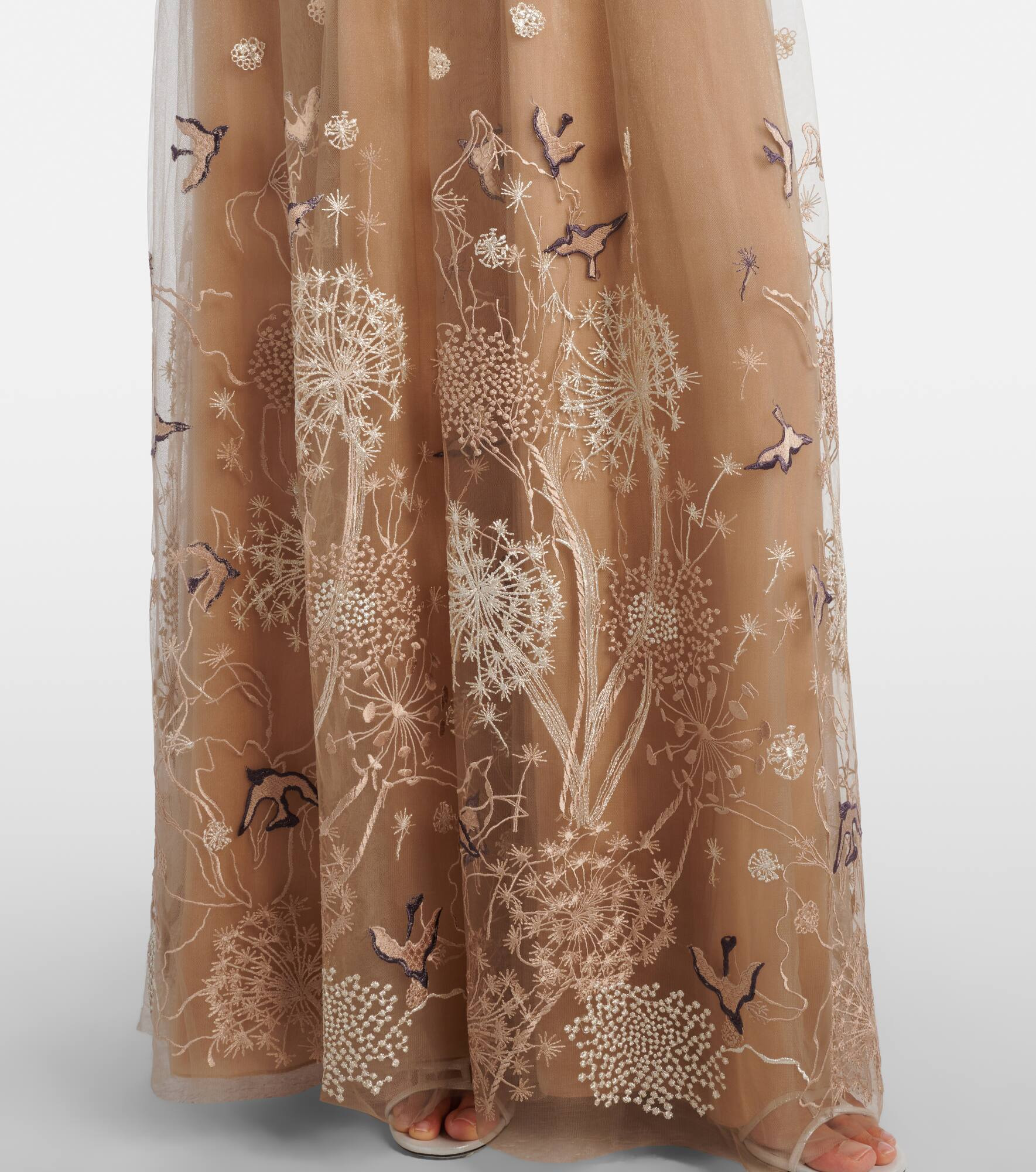 Embroidered tulle gown - 5