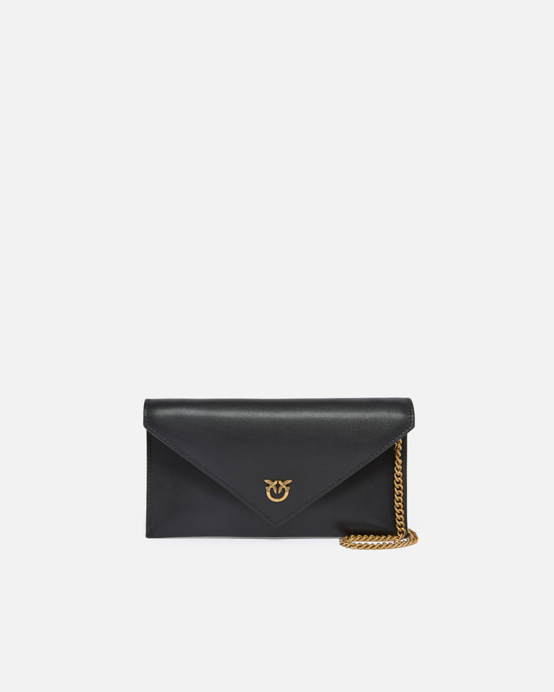 SMALL SMOOTH LEATHER ENVELOPE CLUTCH BAG WITH LOVE BIRDS LOGO 1