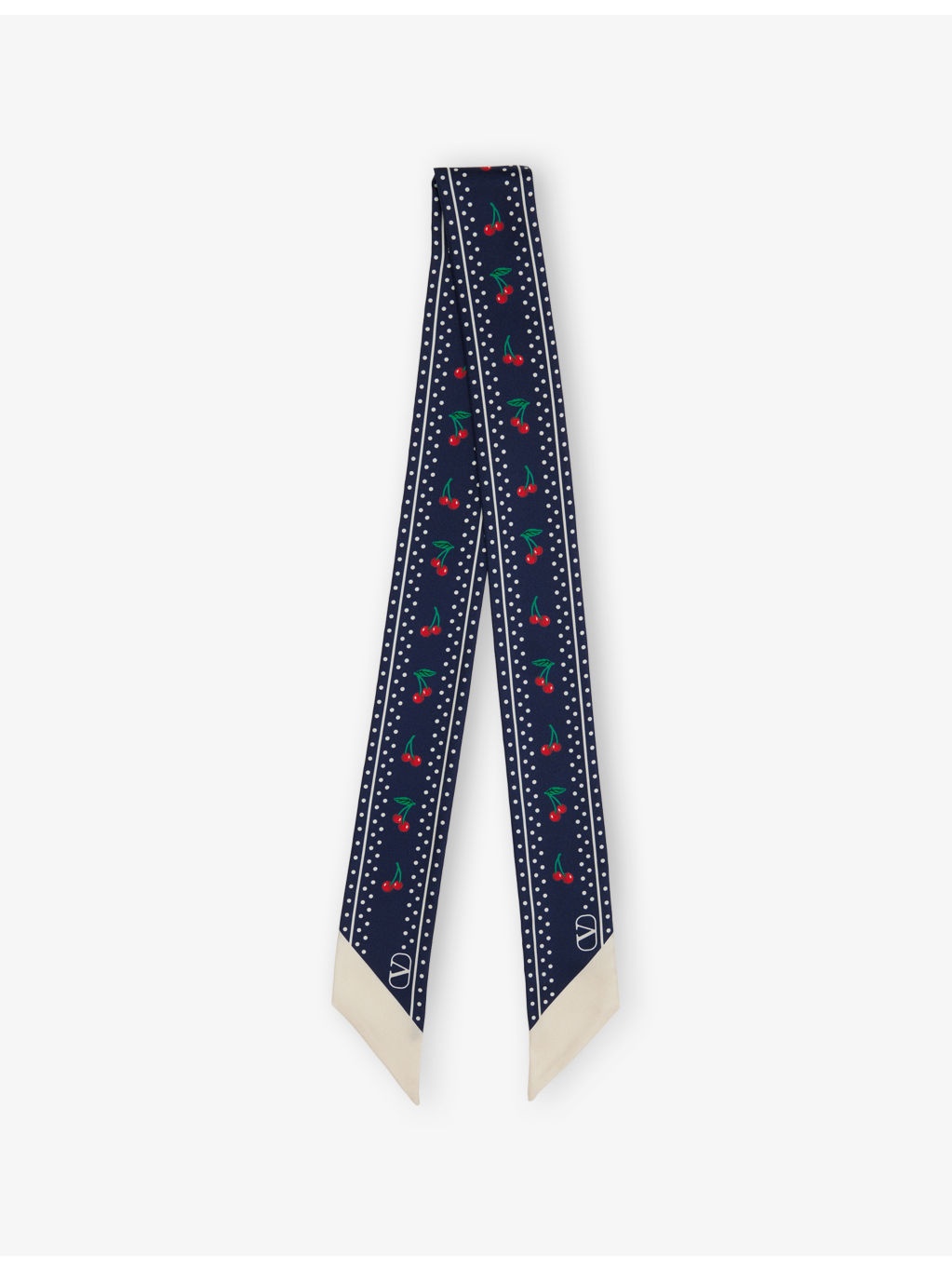 Satin-Twill Cherry-Print Silk Scarf - 1