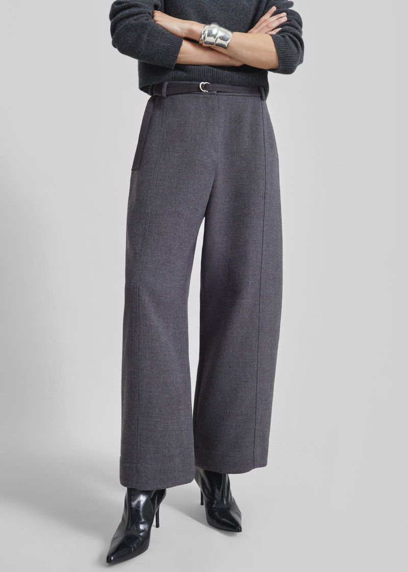 Sanve Tapered Leg Pants - Dark Grey Melange 6