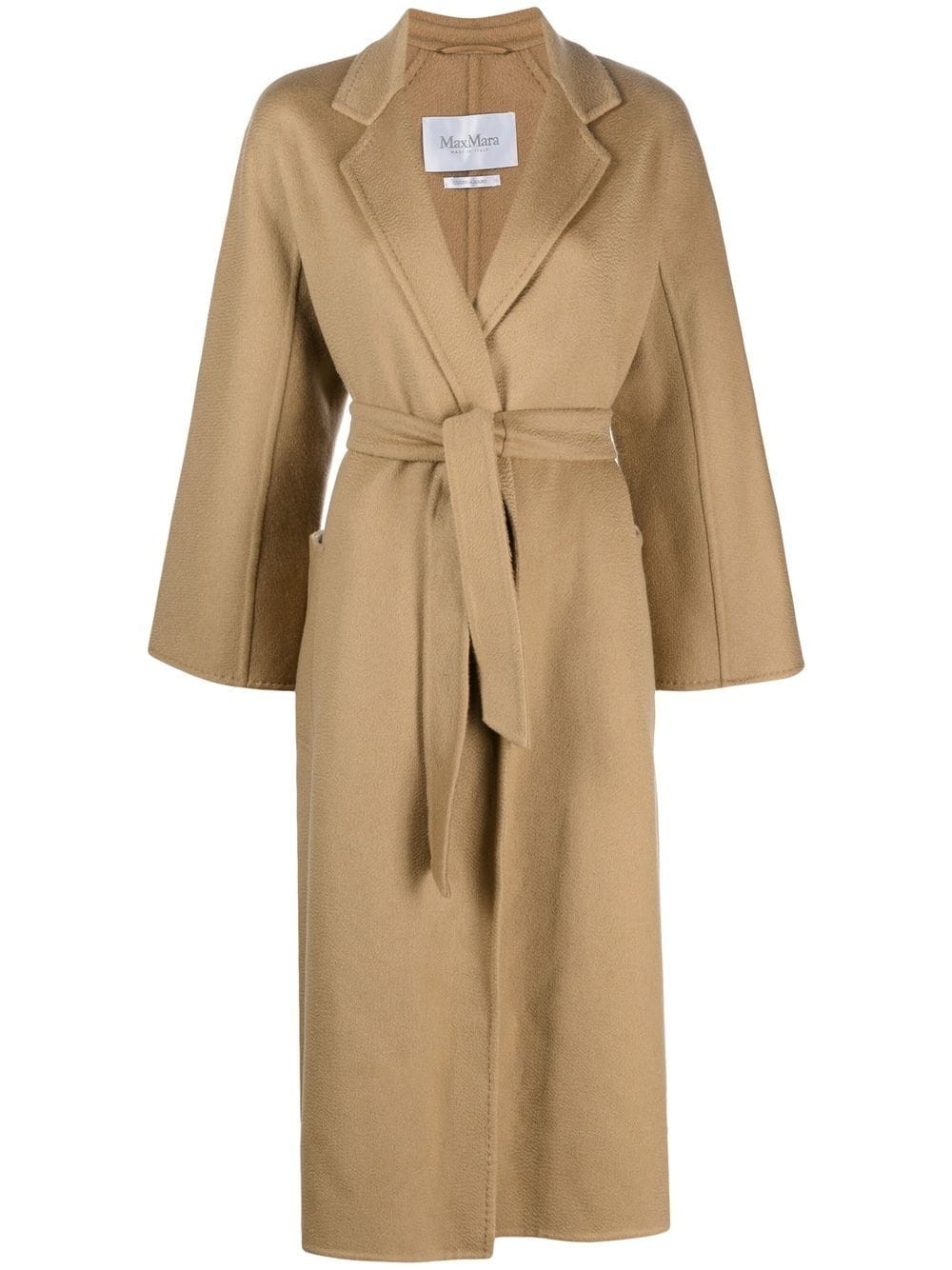 belted-waist cashmere coat - 1