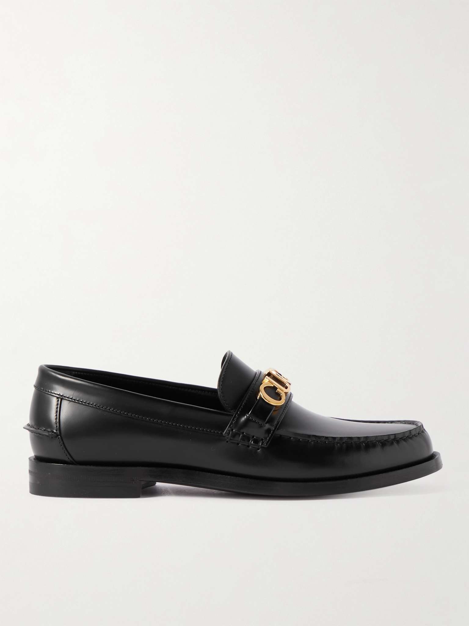 Gucci logo-plaque leather loafers - Black