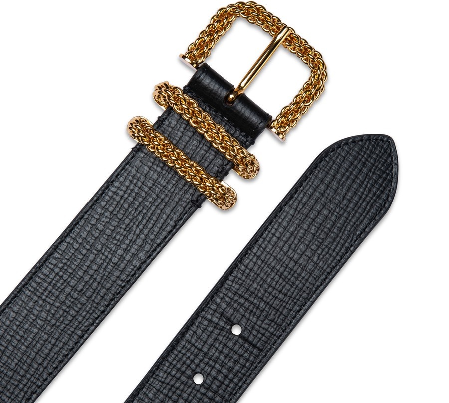 Katina Circular Croco Embossed Leather Belt - 3