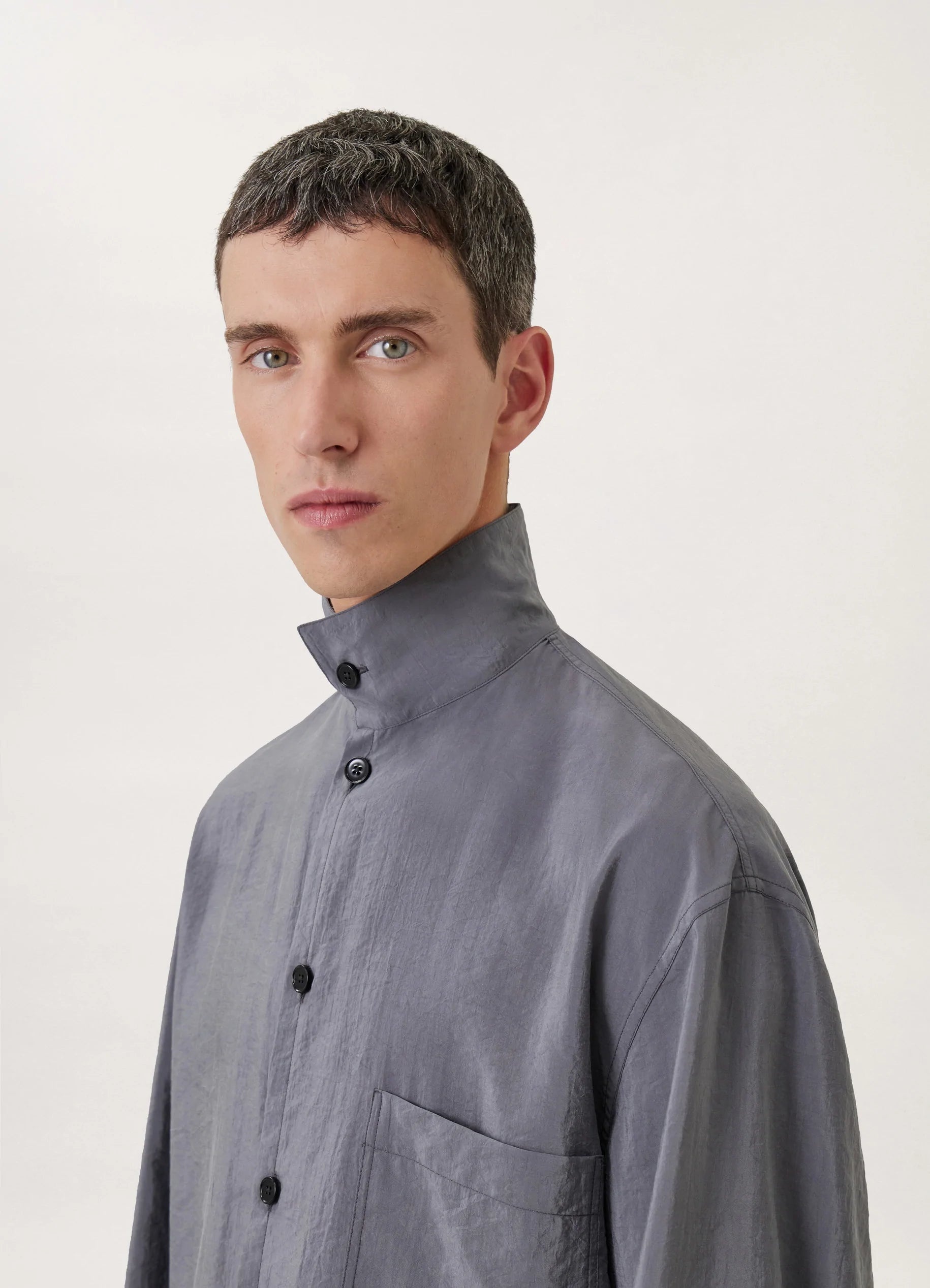 Lemaire STAND COLLAR SHIRT DRY SILK | REVERSIBLE