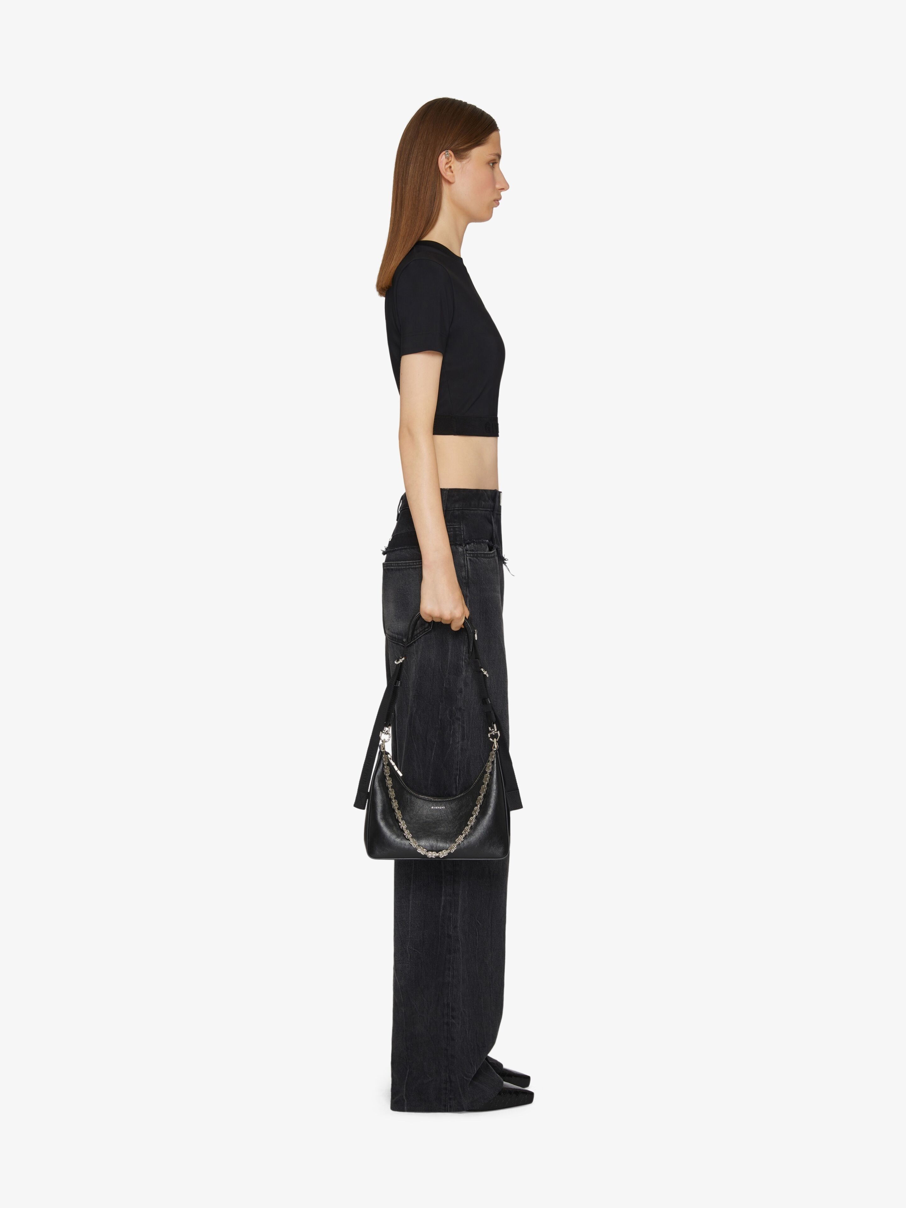 CROPPED T-SHIRT IN JERSEY WITH GIVENCHY BAND - 3