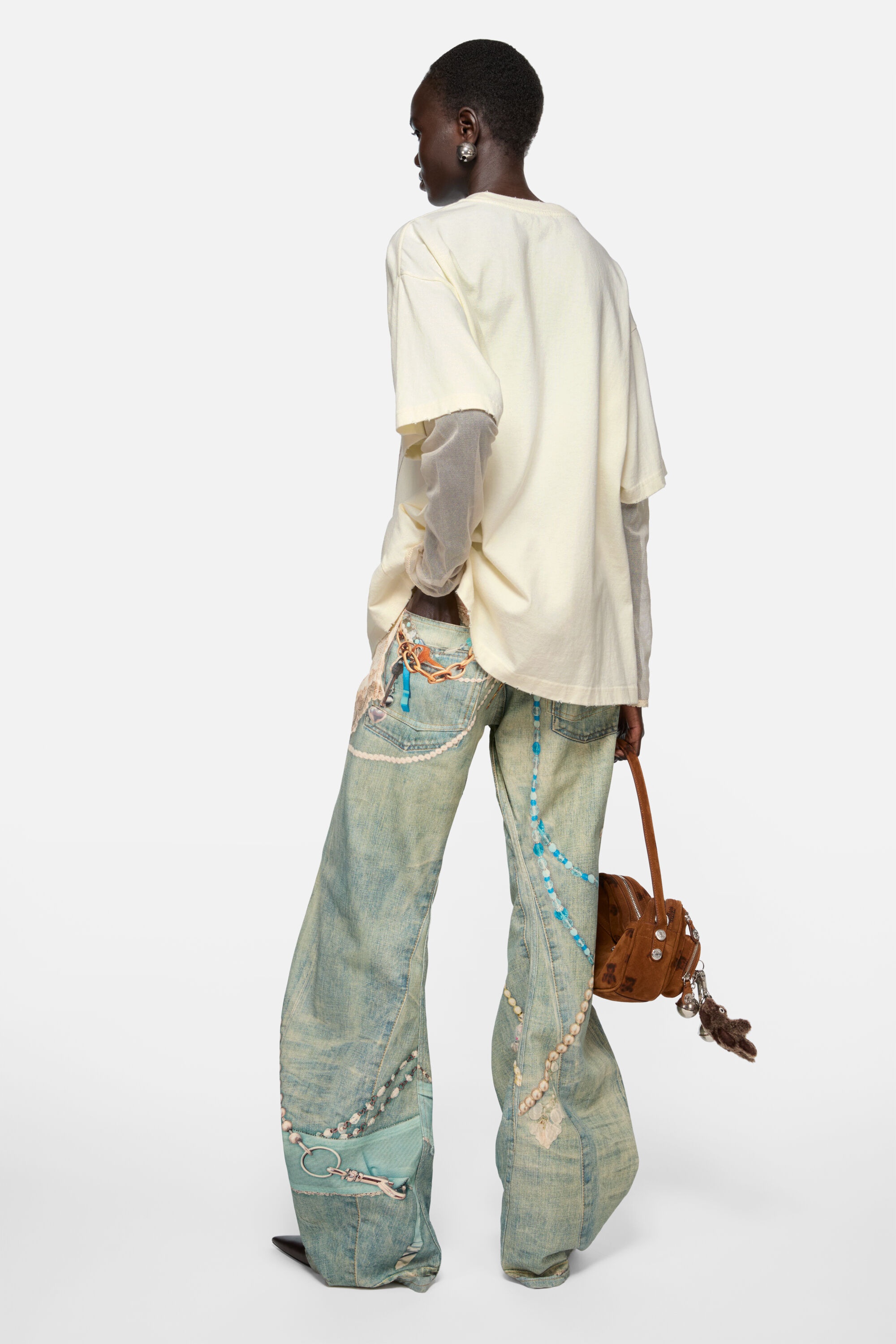 Layered print t-shirt - Off white - 3