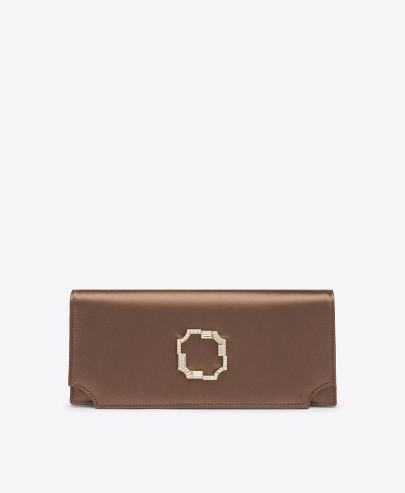 Vivien Taupe Satin Clutch Bag 1
