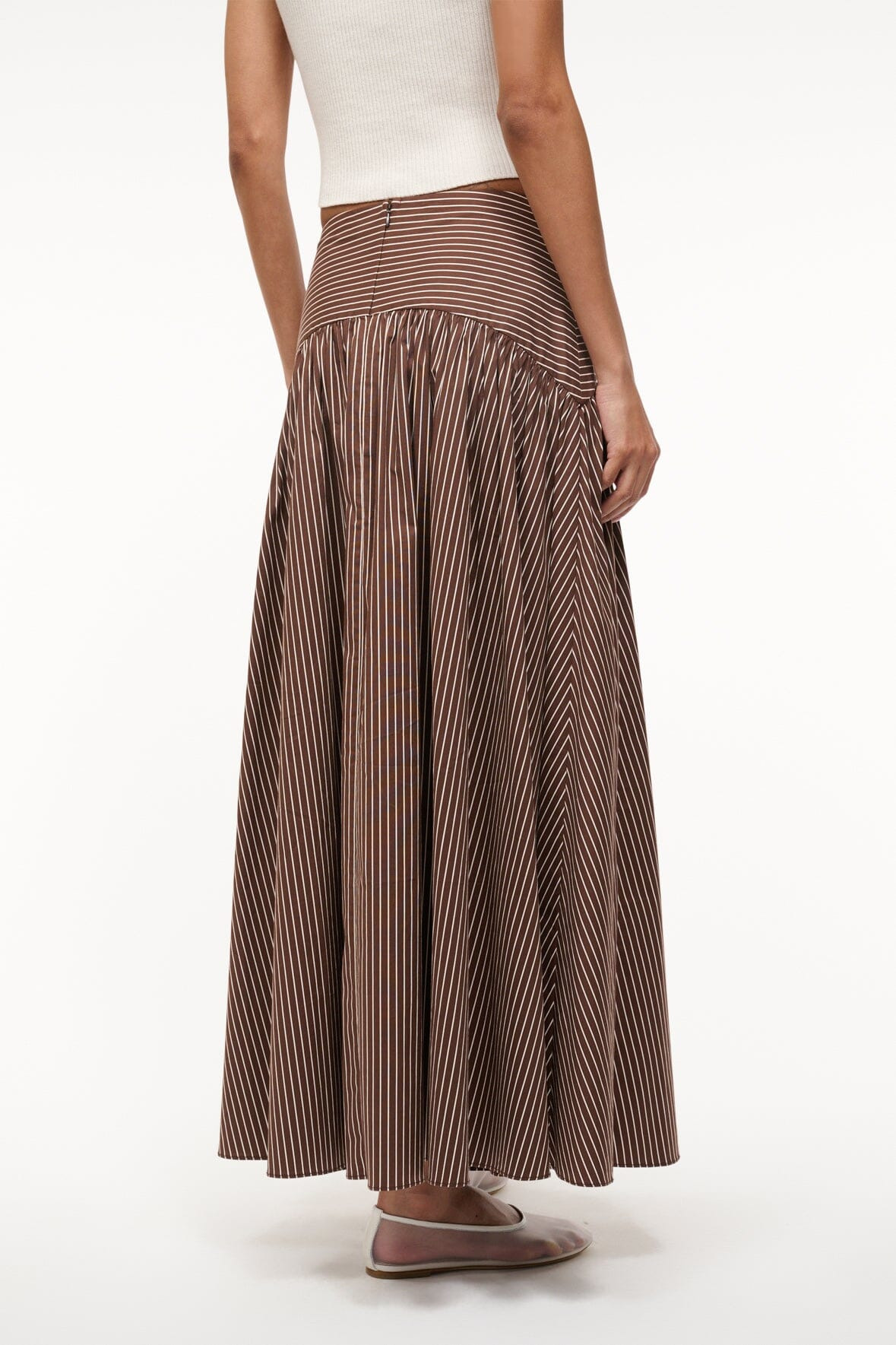 STAUD PROCIDA SKIRT DARK OAK MICRO STRIPE - 6