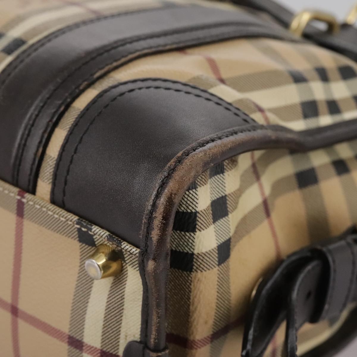 Burberry Nova Check Hand Bag Pvc Leather Beige - 14