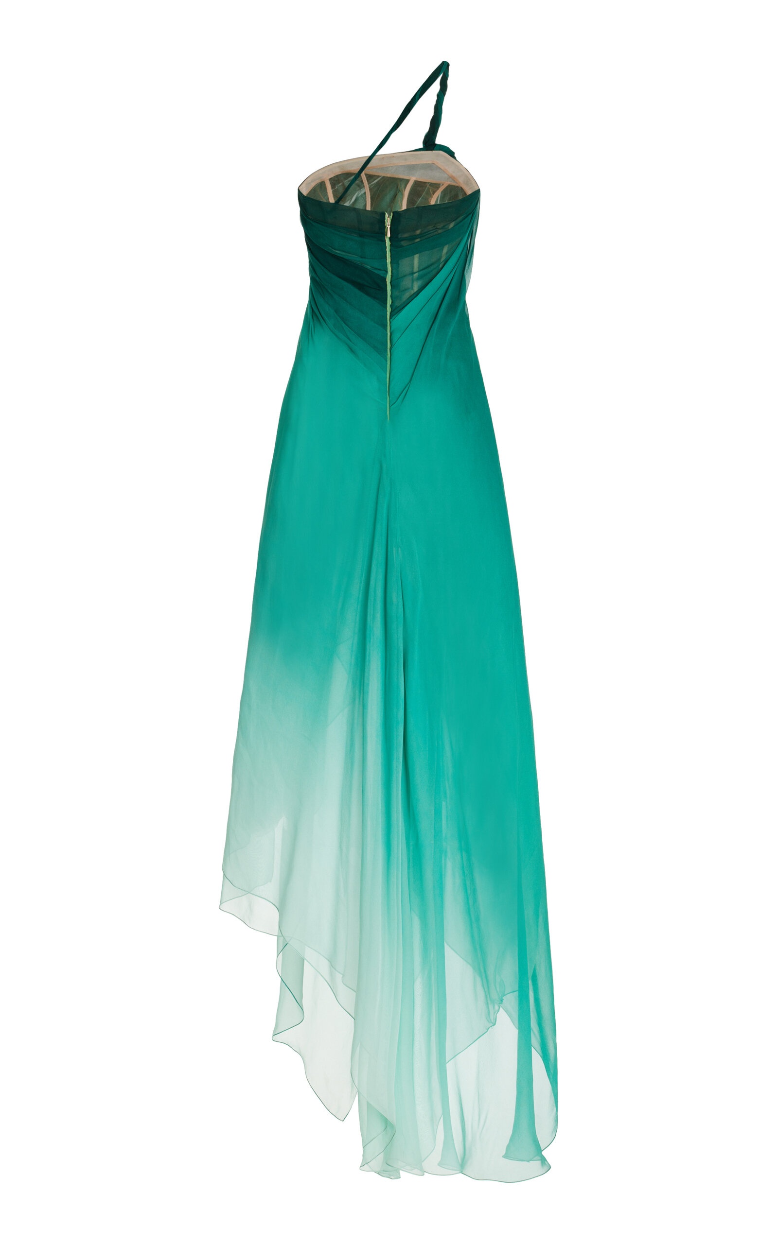 Degradé Silk-Chiffon Asymmetric Gown blue - 9