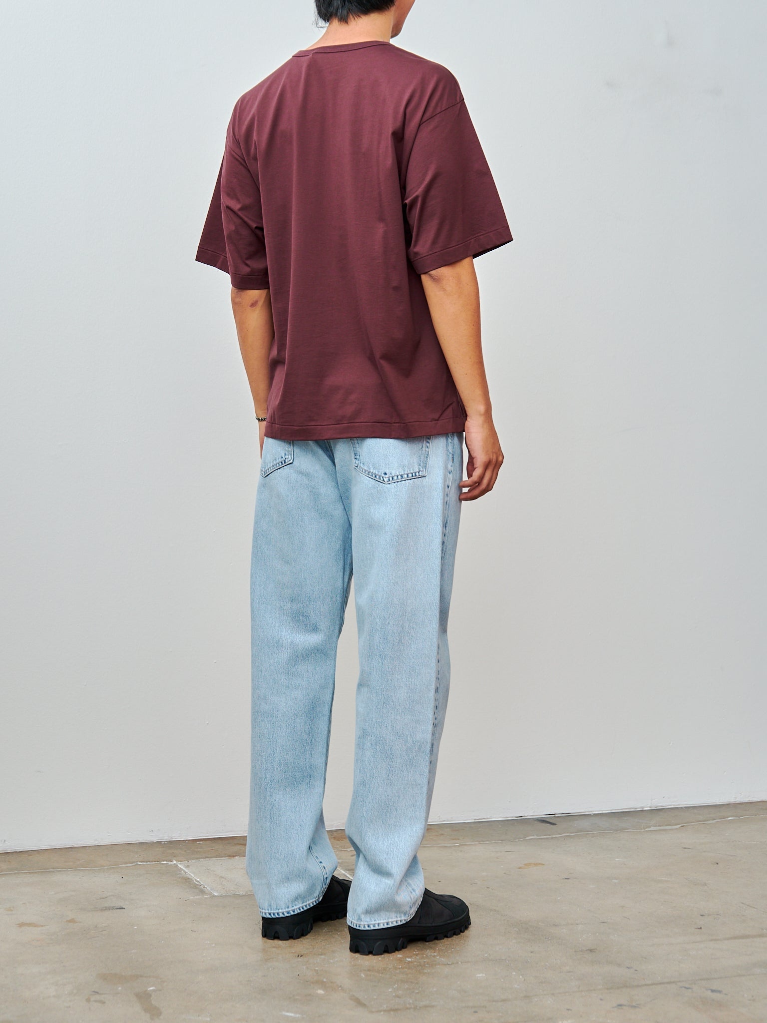 Suvin Suede Tenjiku Half Sleeve Tee - Burgundy - 4
