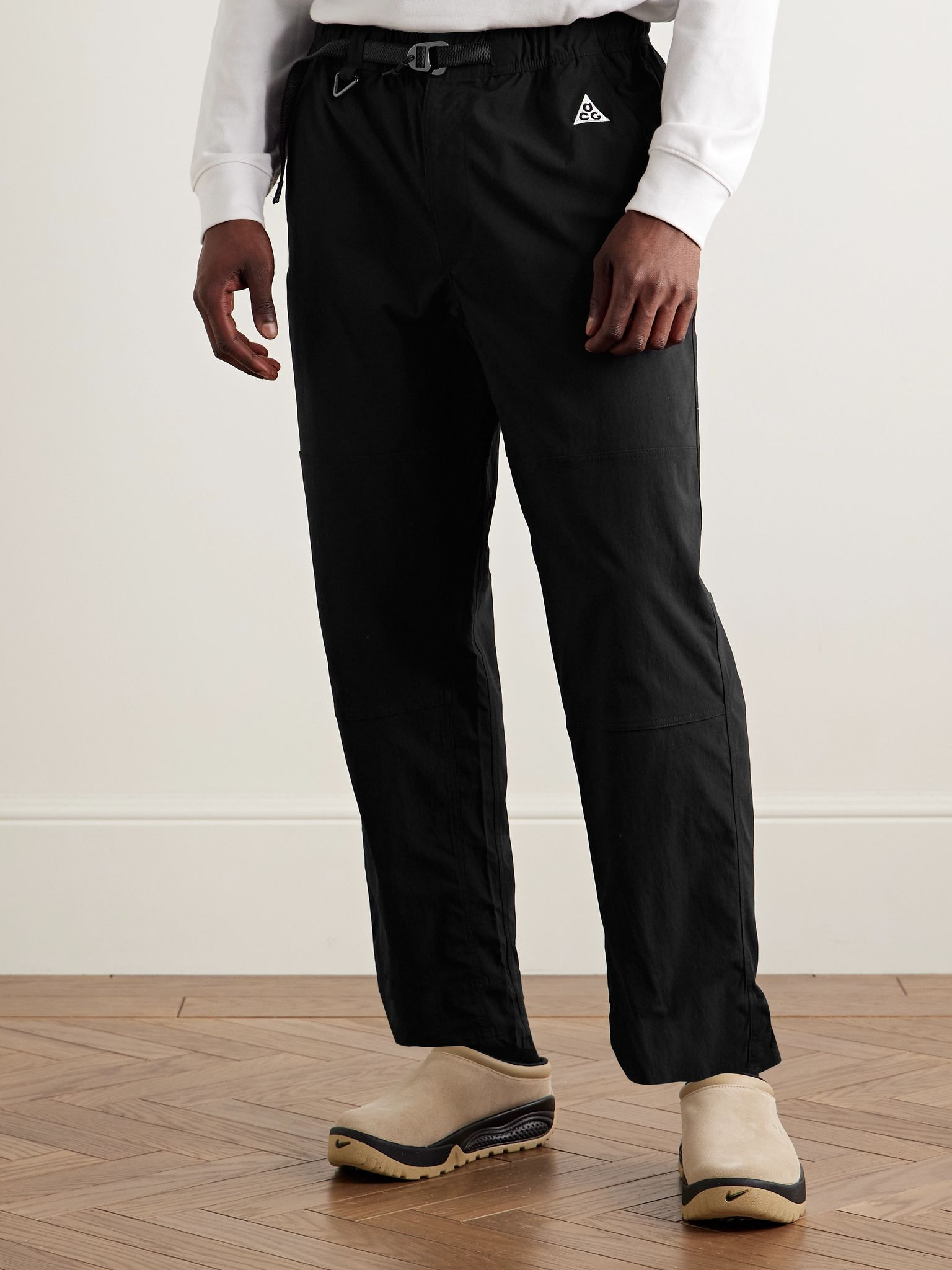ACG Straight-Leg Belted Logo-Embroidered Shell Trousers Black - 3