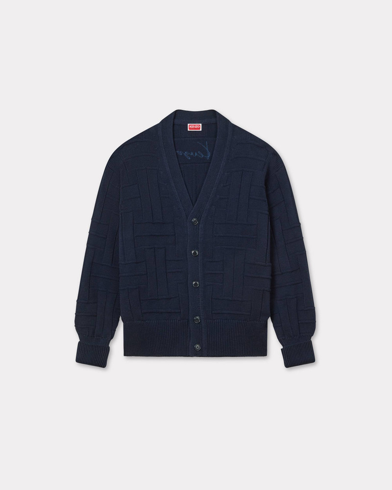 'KENZO Weave' embroidered cardigan in cotton 1