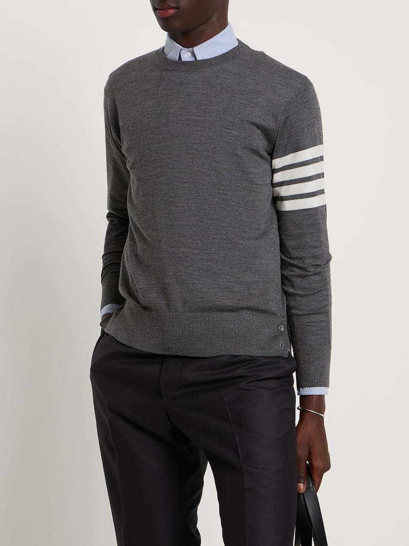 Wool crewneck sweater w/ stripes - 2