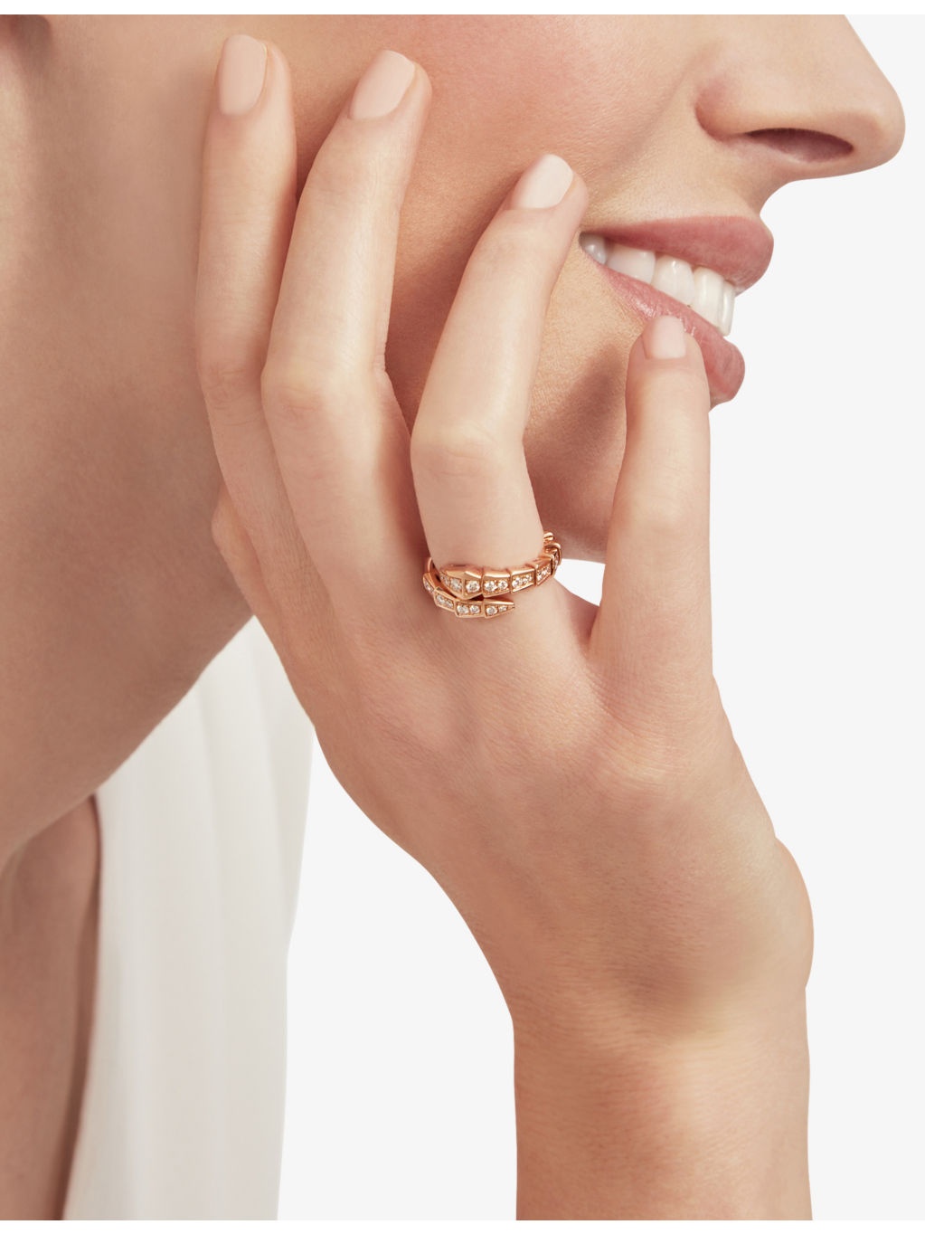 Serpenti Viper 18ct rose-gold and 0.73ct brilliant-cut diamond ring - 4