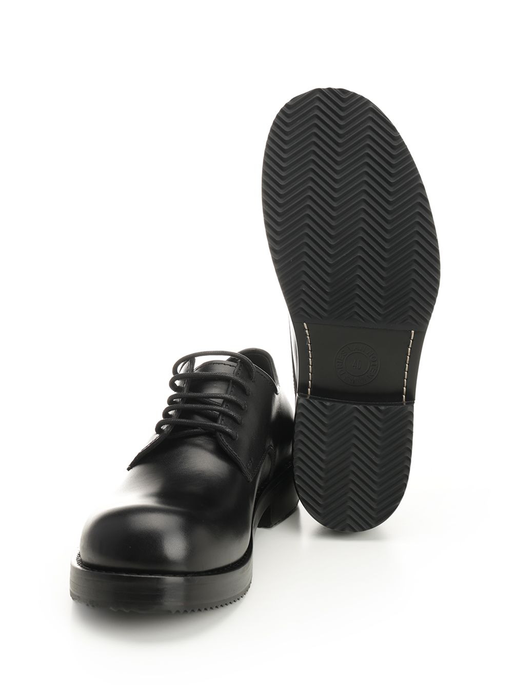 Black Leather Derby Lace-Up Shoes Black - 5