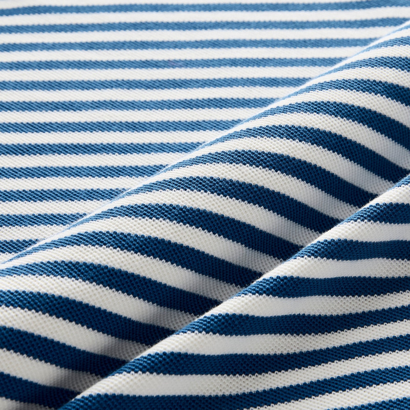 Piqué johnny-collar polo shirt in stripe 5