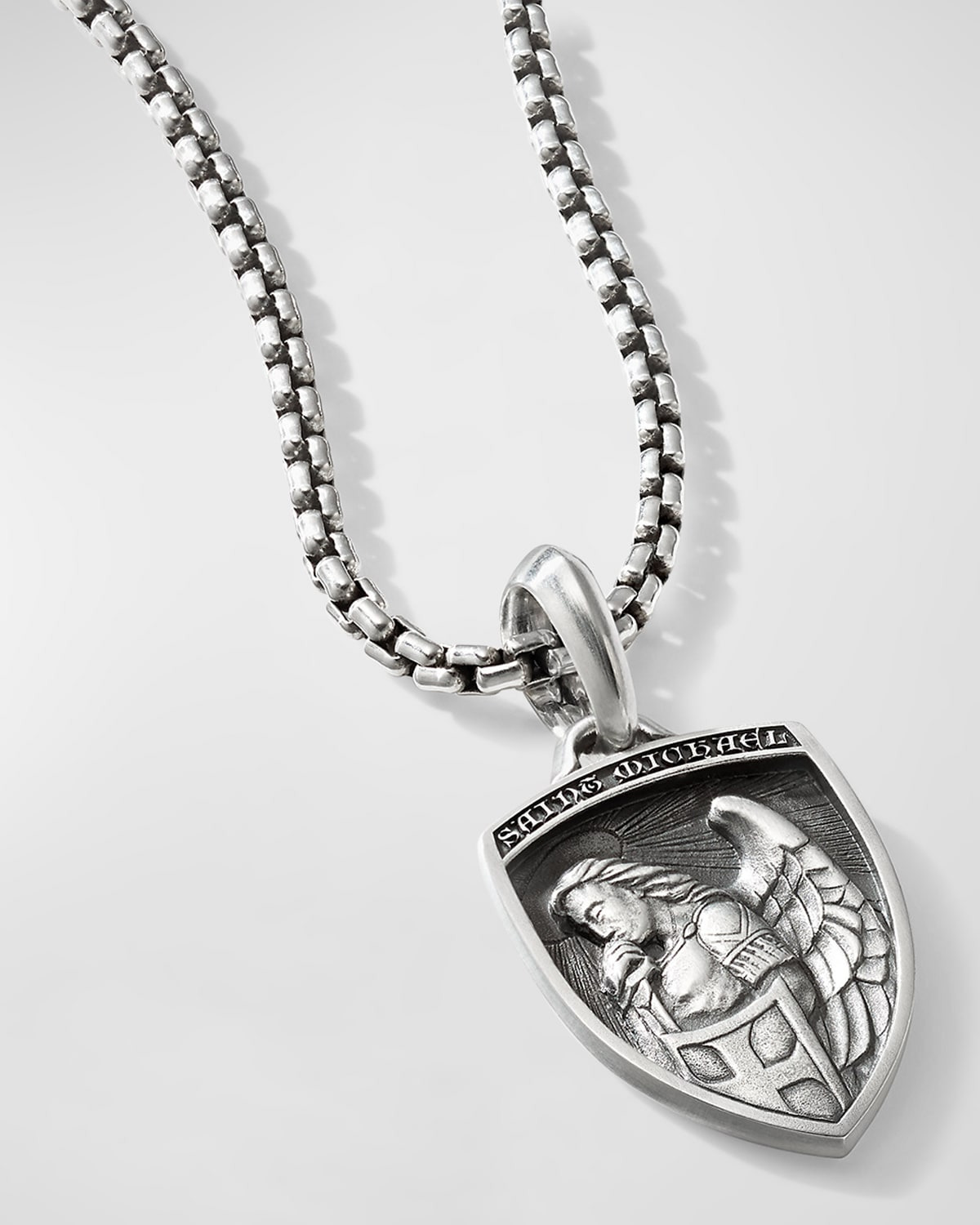 Men's St. Michael Pendant in Silver, 26mm - 3