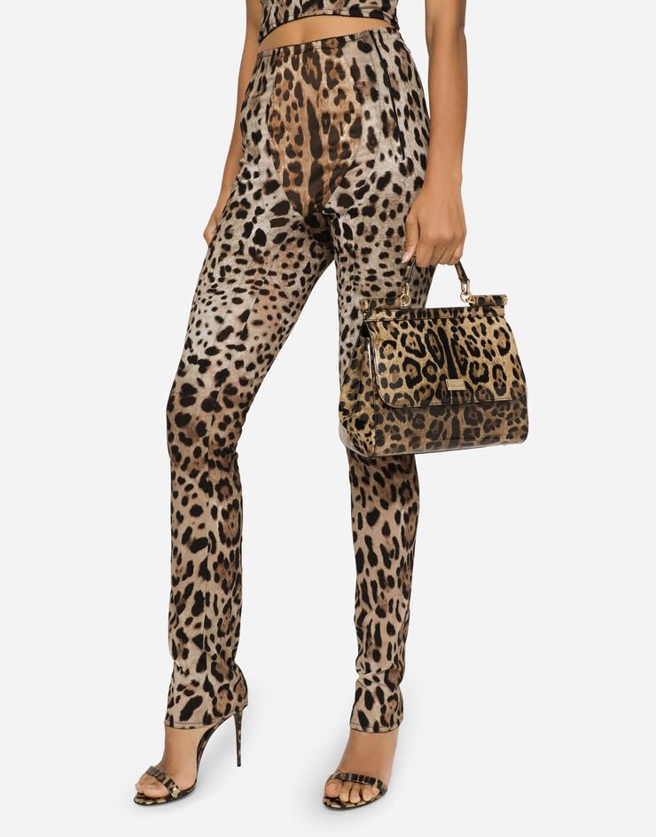 Medium Sicily bag in leopard-print polished calfskin - 2
