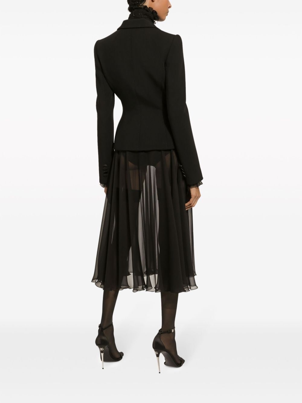 silk chiffon pleated midi skirt - 4