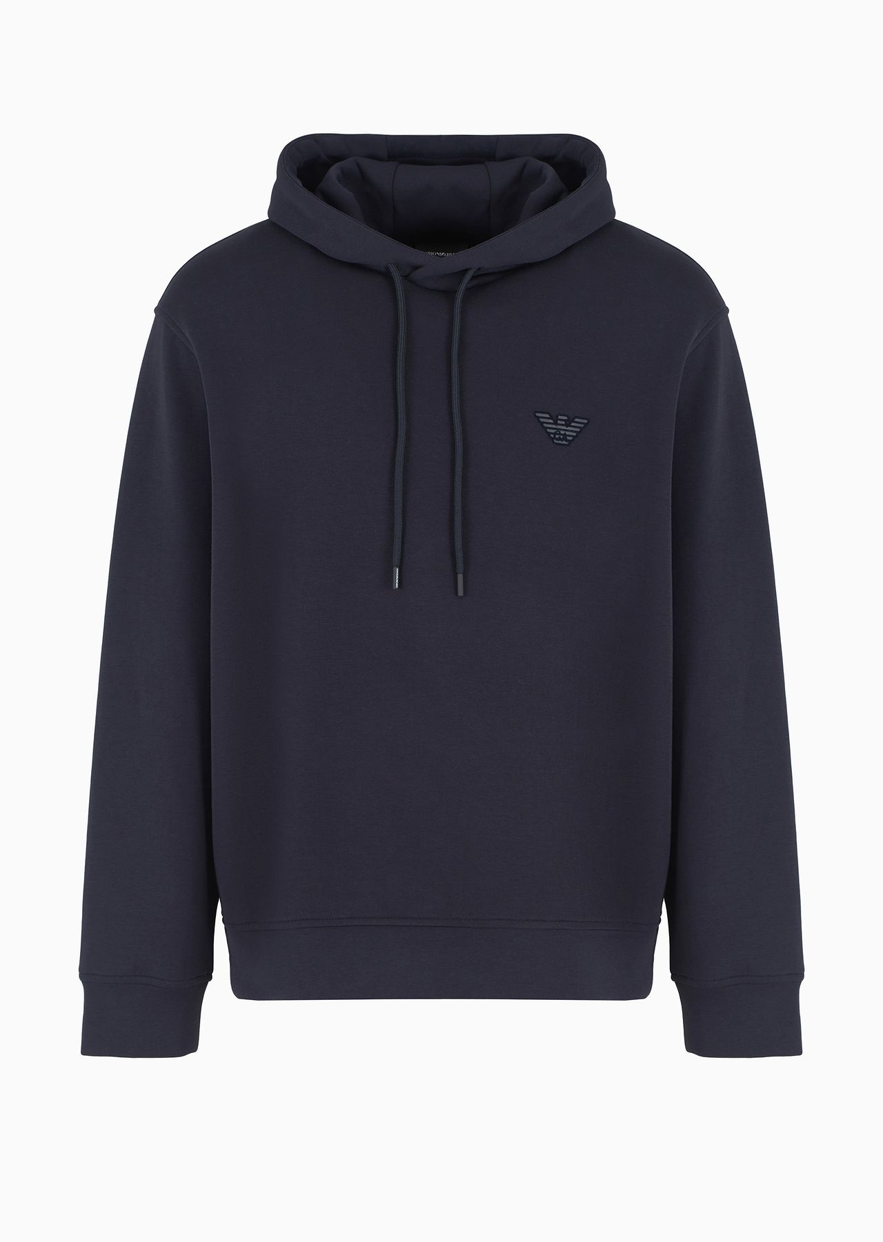 Double-jersey hooded sweatshirt with flocked logo - 1