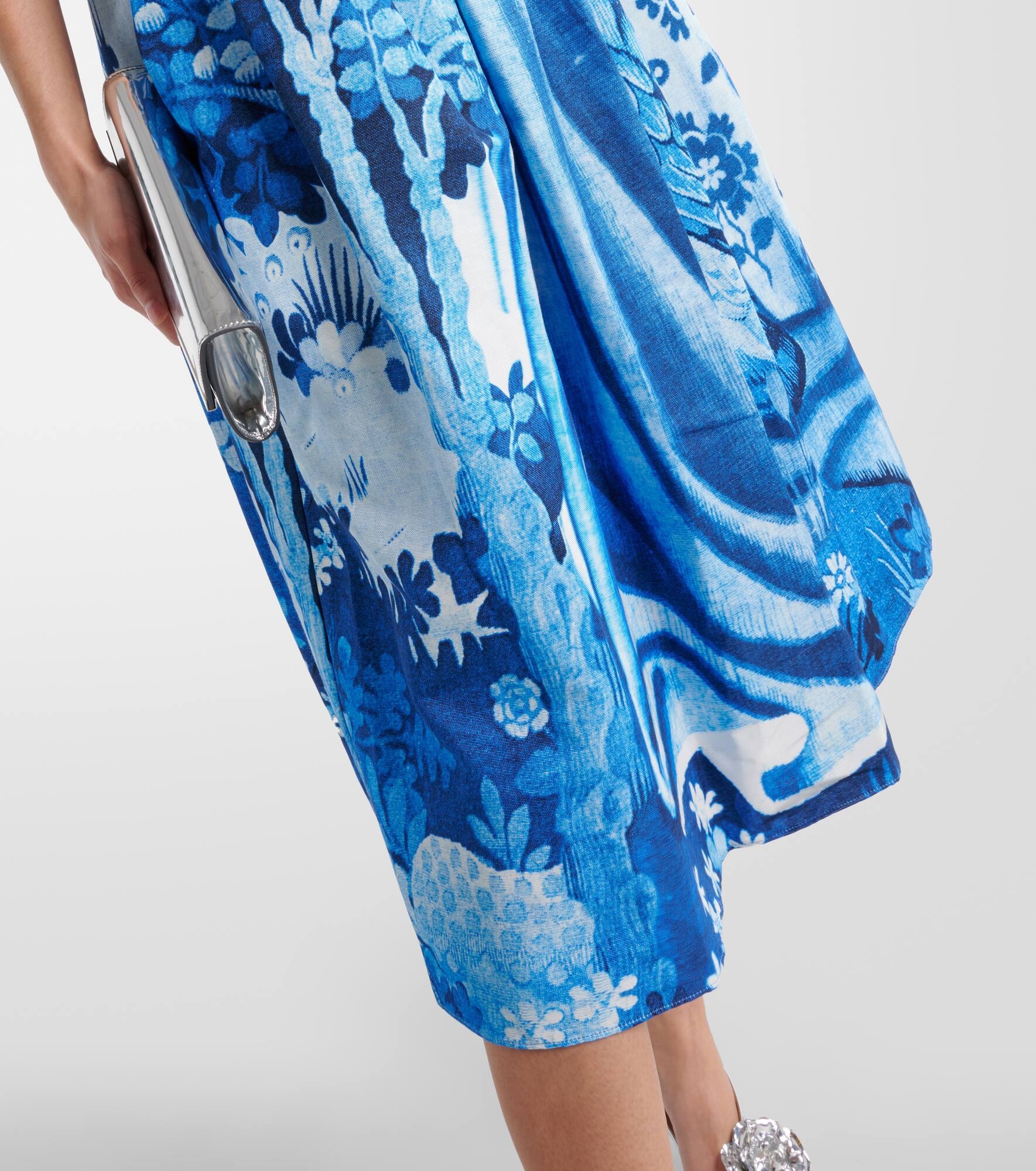 Printed cotton-blend faille midi dress - 5