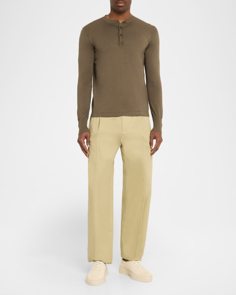 SIMKHAI Men & apos;s Dolton Silk and Cotton Knit Henley Long-Sleeve Shirt outlook