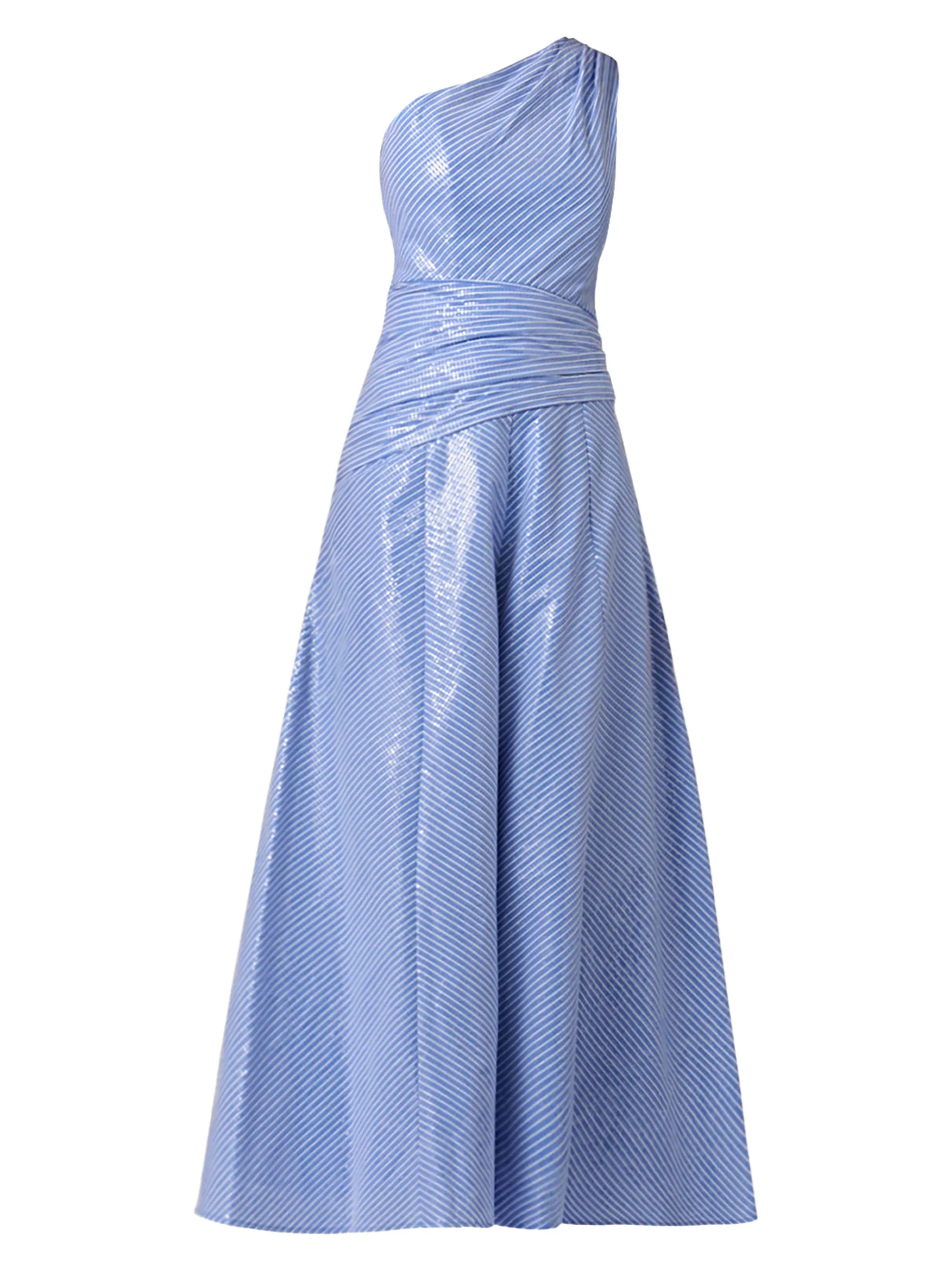 Women's Nikki Sequined One-Shoulder Gown - French Blue Optic - 1