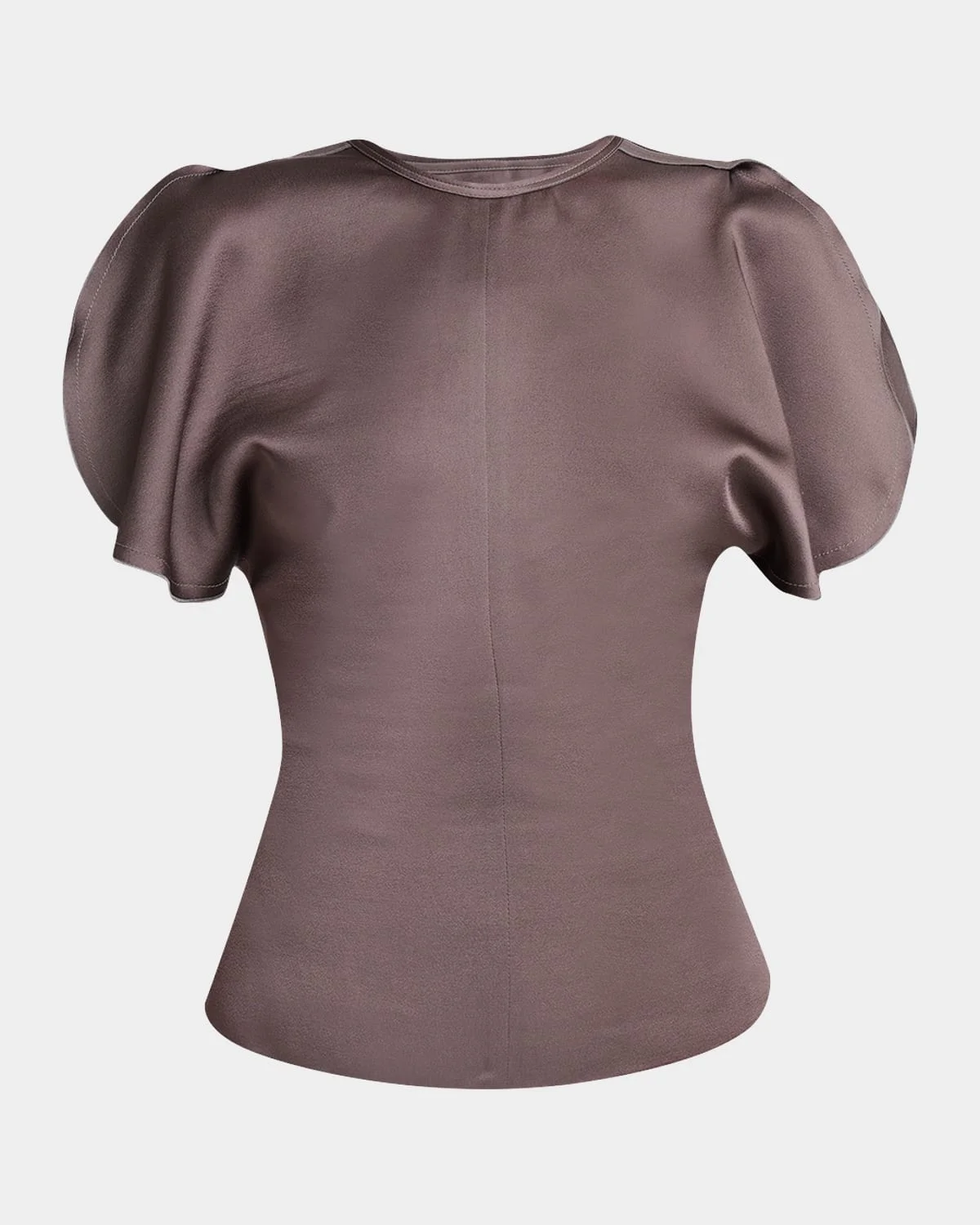 Draped Split-Sleeve Satin Blouse - 1