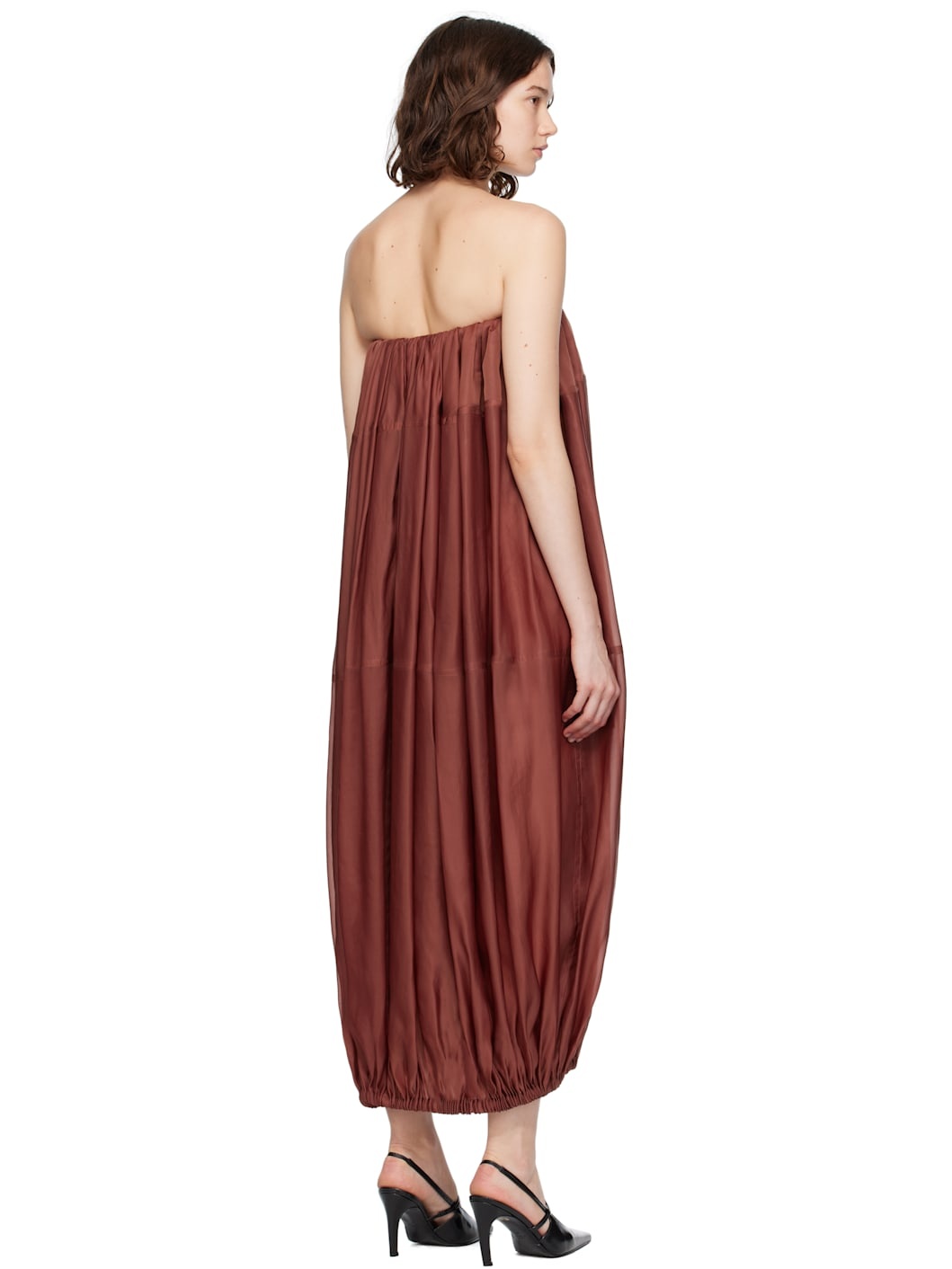 Burgundy Voluminous Bustier Maxi Dress - 3
