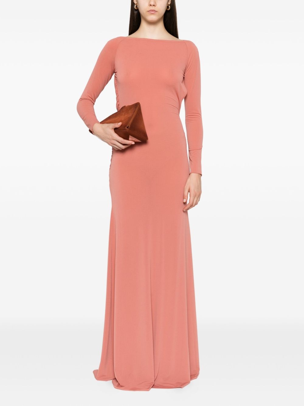 open-back long-sleeve maxi dress - 2