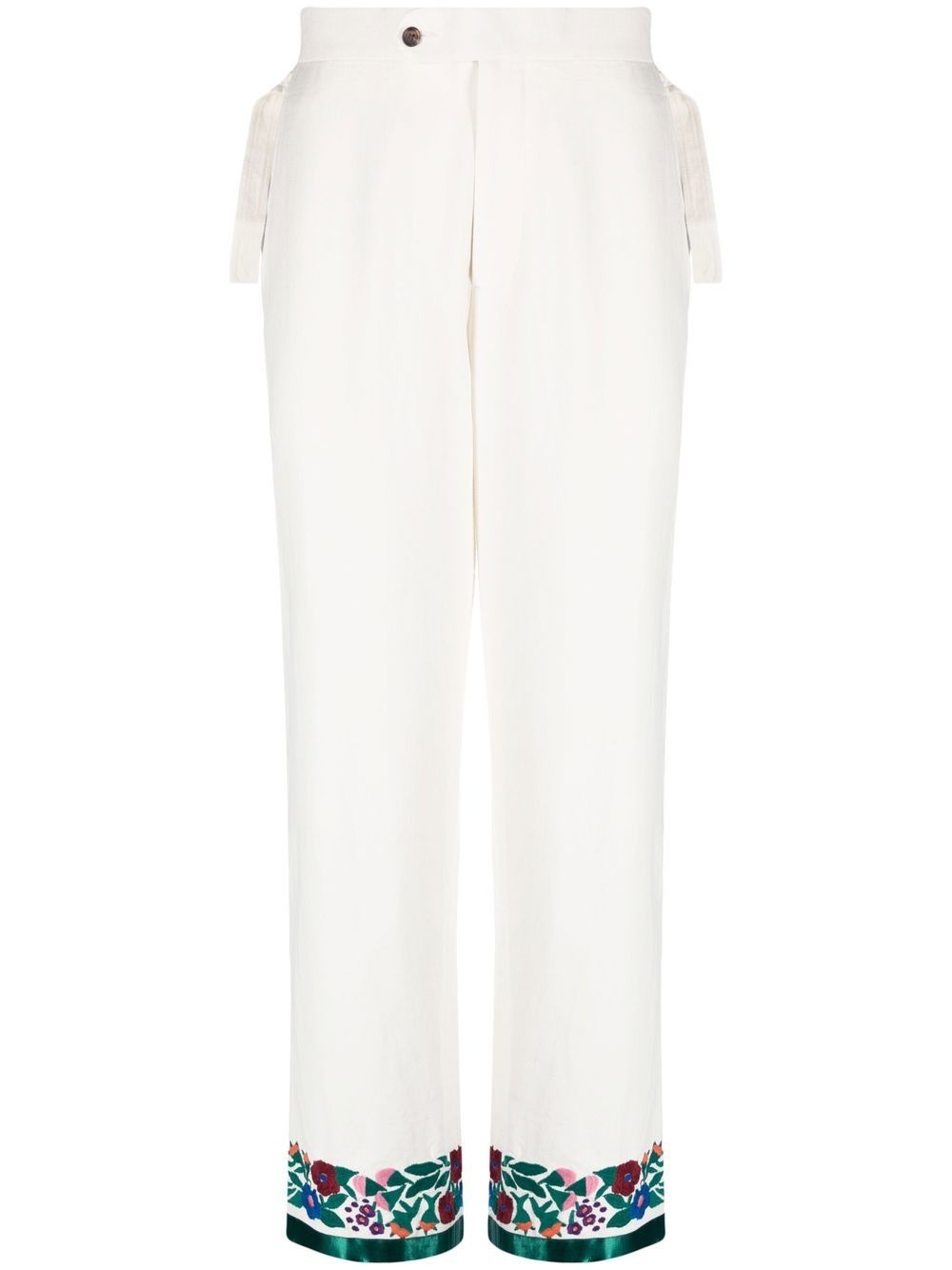 embroidered-hem detail trousers - 1