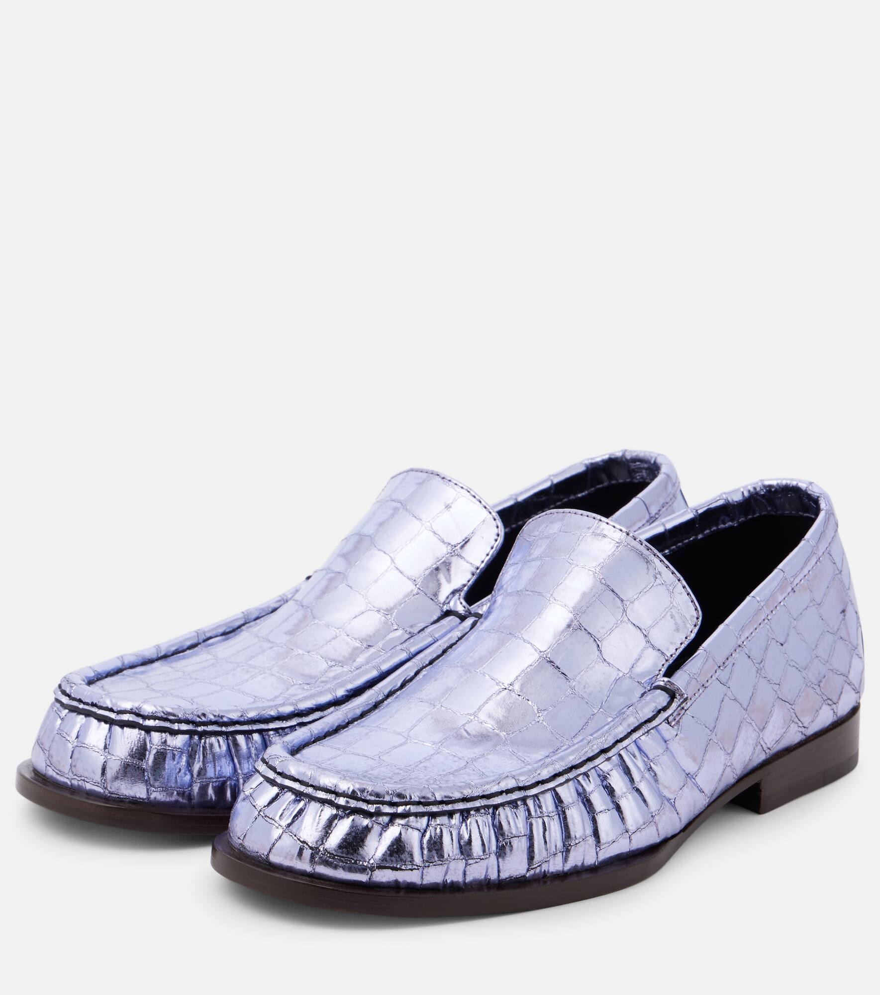 Croc-effect leather loafers - 4