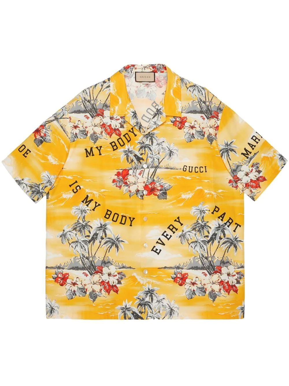 landscape-print bowling shirt - 1