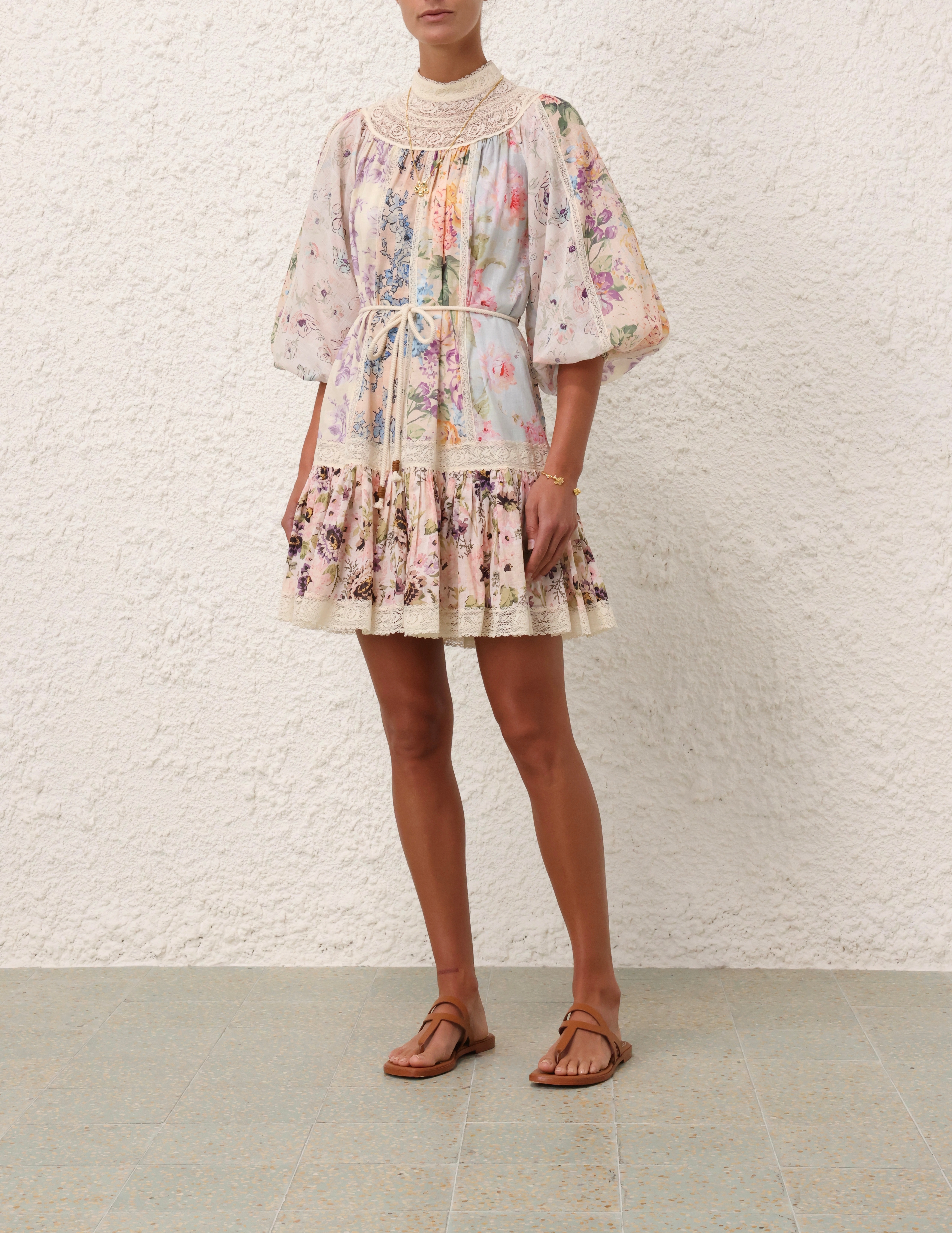 【Zimmermann】HALLIDAY YOKE MINI DRESS スタンドカラー ミニ Zimmermann HALLIDAY YOKE MINI DRESS | REVERSIBLE