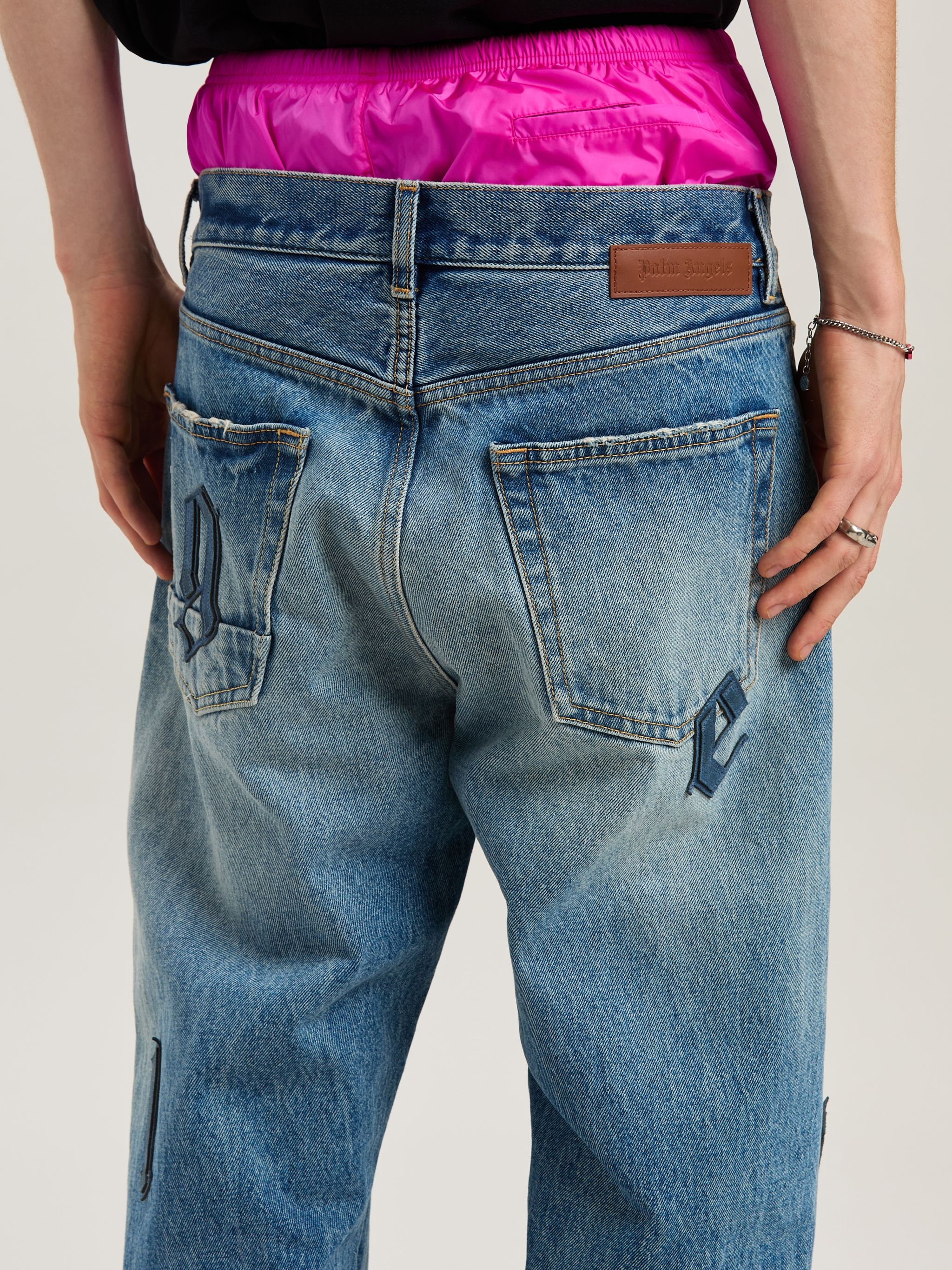 Logo Patch denim pants - 6