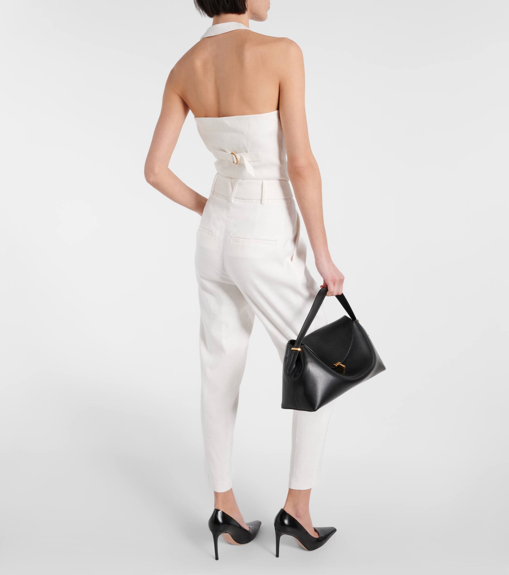 Sofia high-rise linen-blend tapered pants - 3