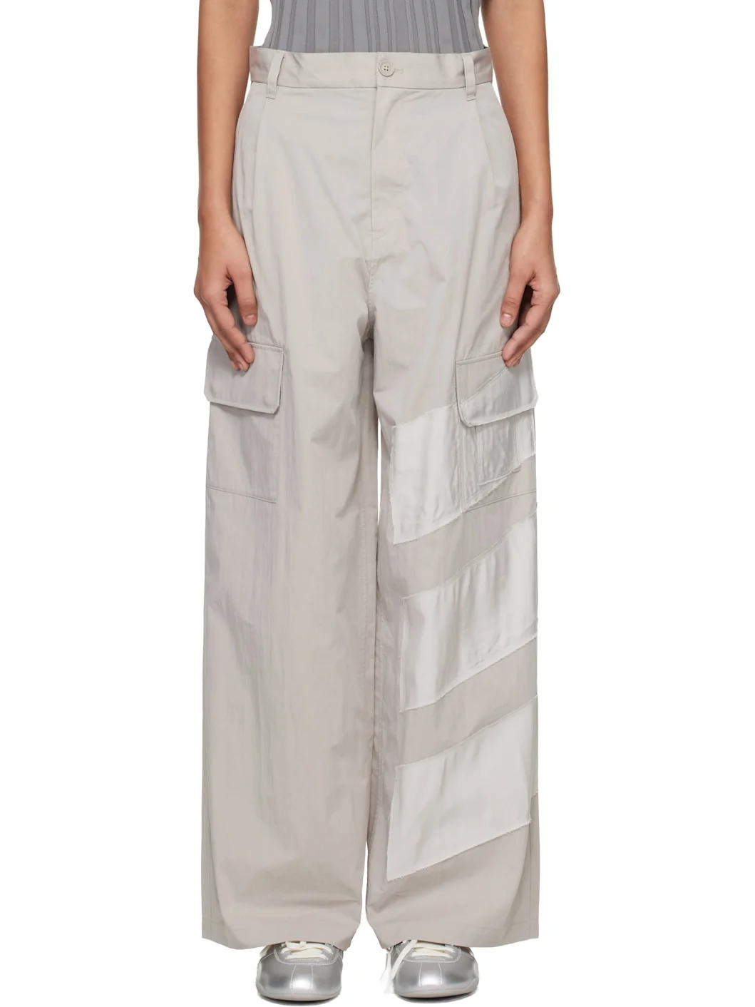 Taupe Wide Cargo Pants - 1