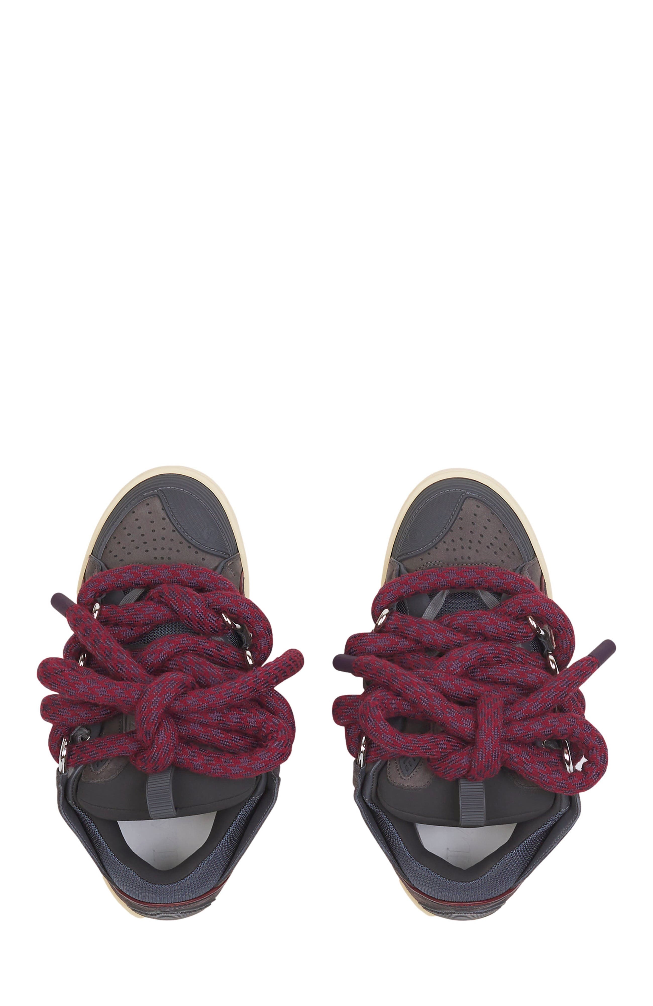 Lanvin CURB SNEAKERS IN LEATHER WITH SNAKE LACES in Shark Grey at Nordstrom - 3