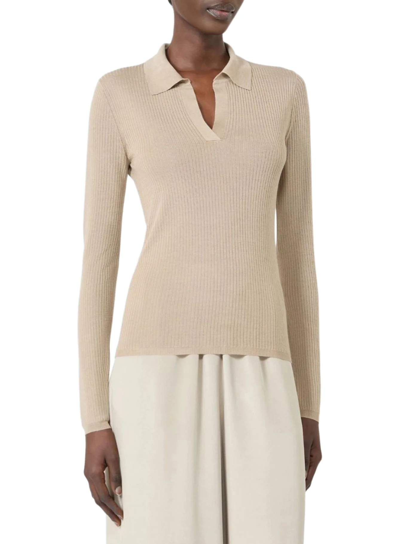 CASHMERE AND SILK POLO SWEATER - 1