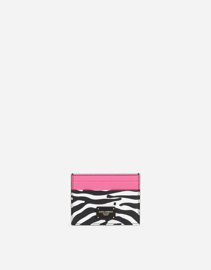 Flamingo-print calfskin card holder - 1