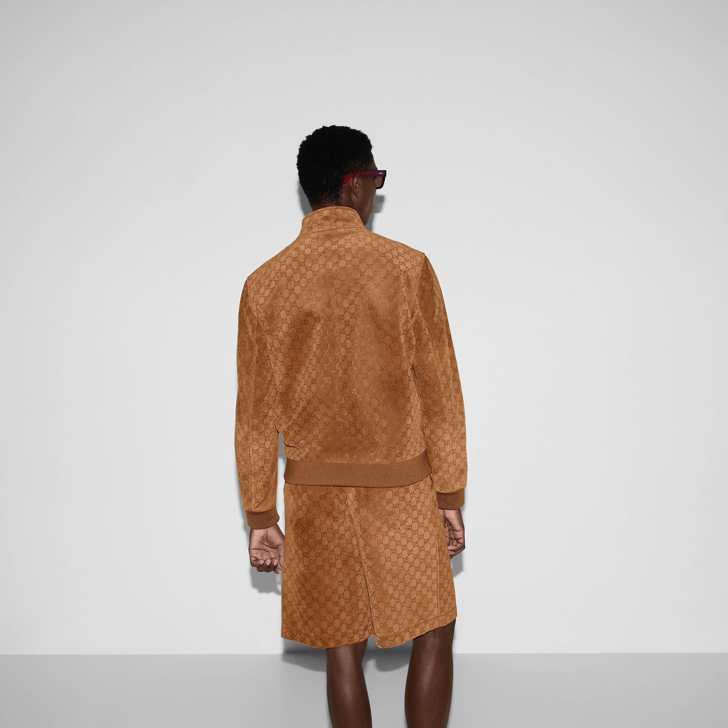 Embossed GG suede bomber jacket - 4