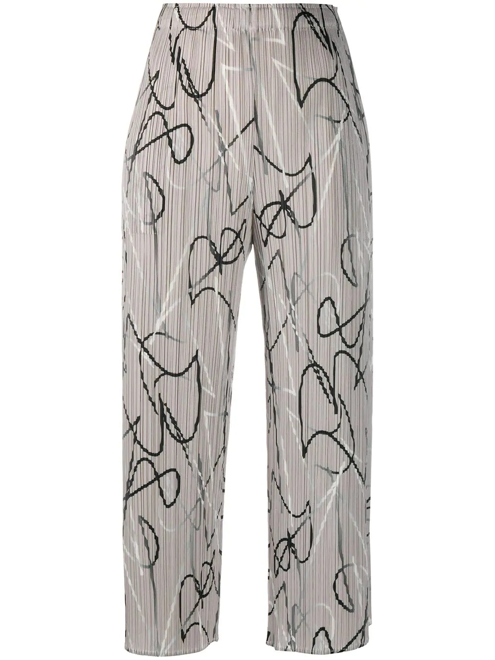 abstract print pleated trousers - 1