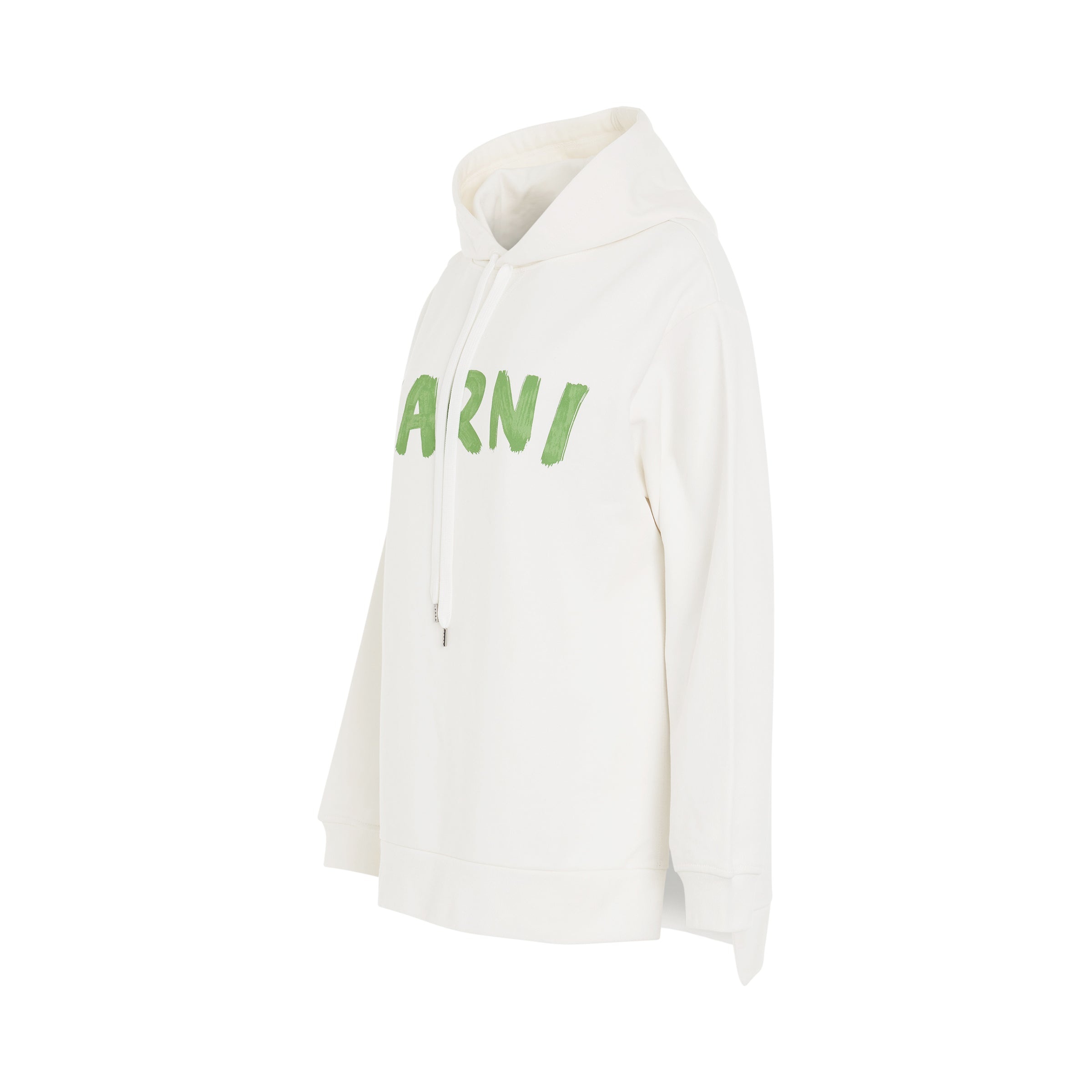 Logo Printed Hoodie in White - 2