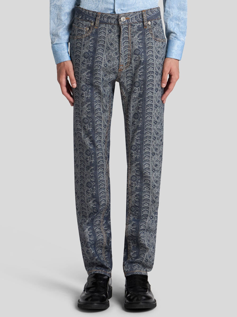 JACQUARD JEANS WITH LOGO TAG - 2