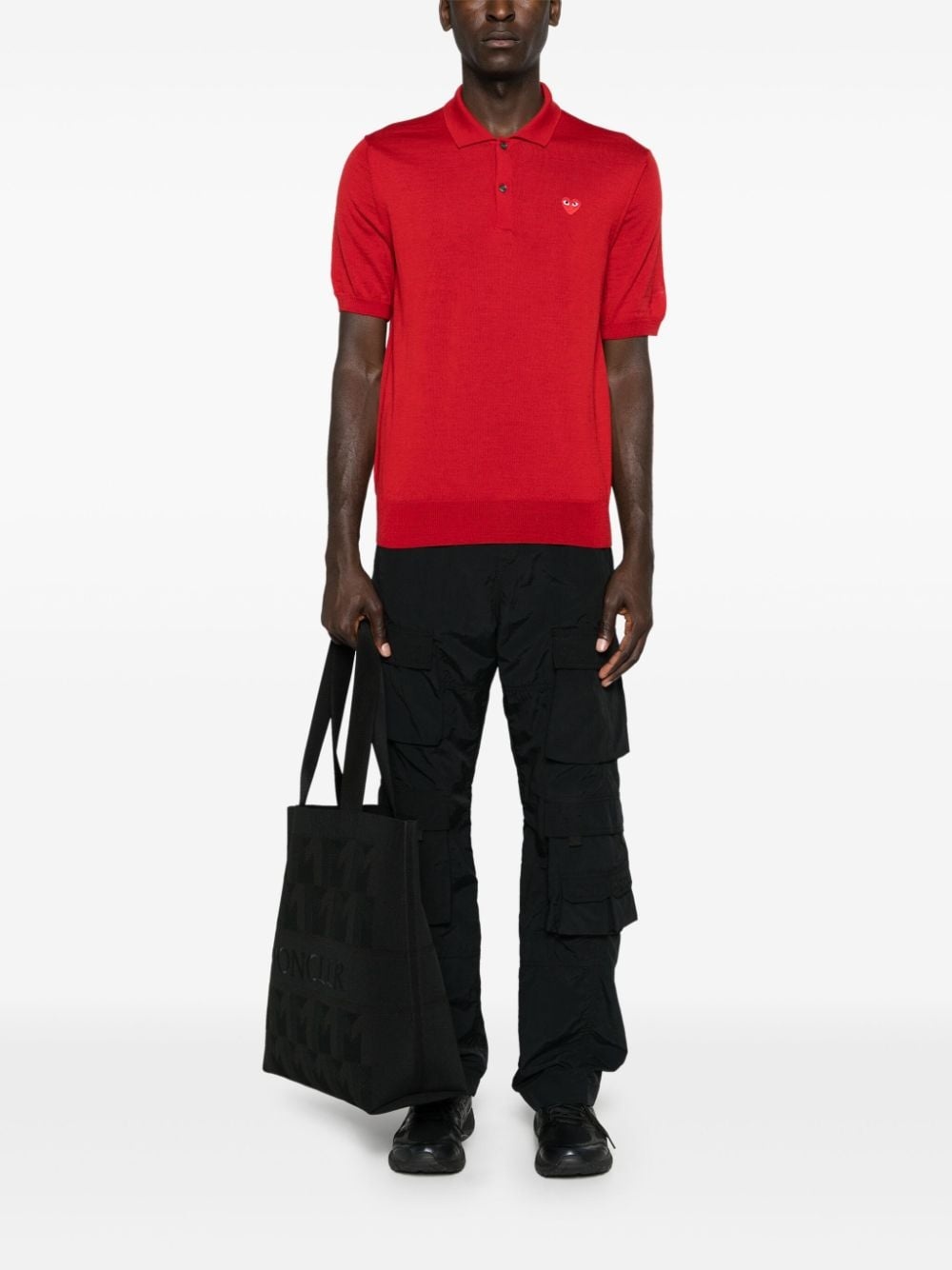 heart-patch wool polo shirt - 3