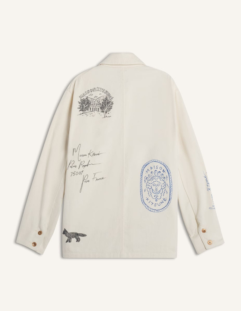 MAISON KITSUNE x KURO HANDWRITTEN POSTCARD WORK JACKET 3
