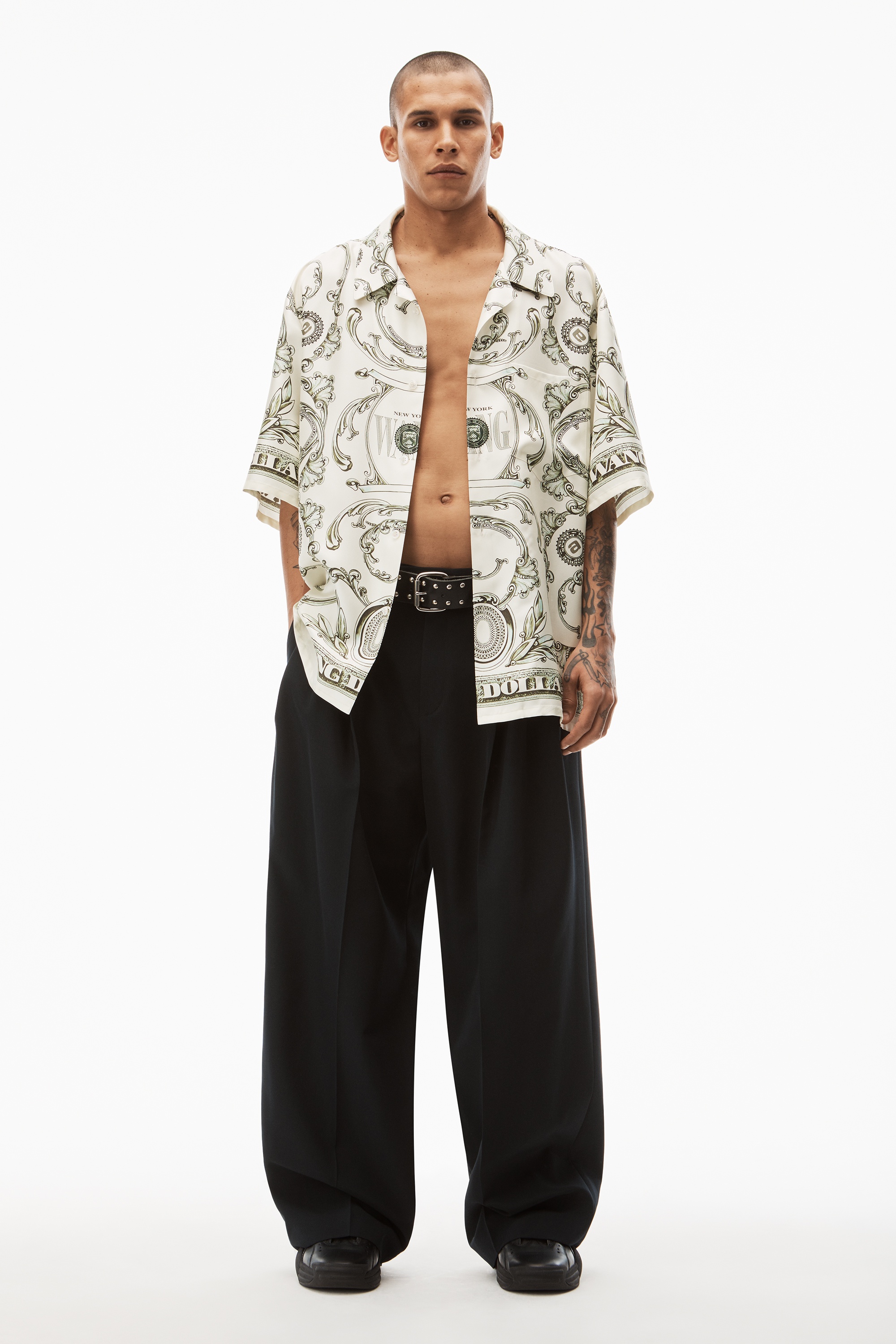 MONEY PRINT BUTTON DOWN IN SILK TWILL - 7