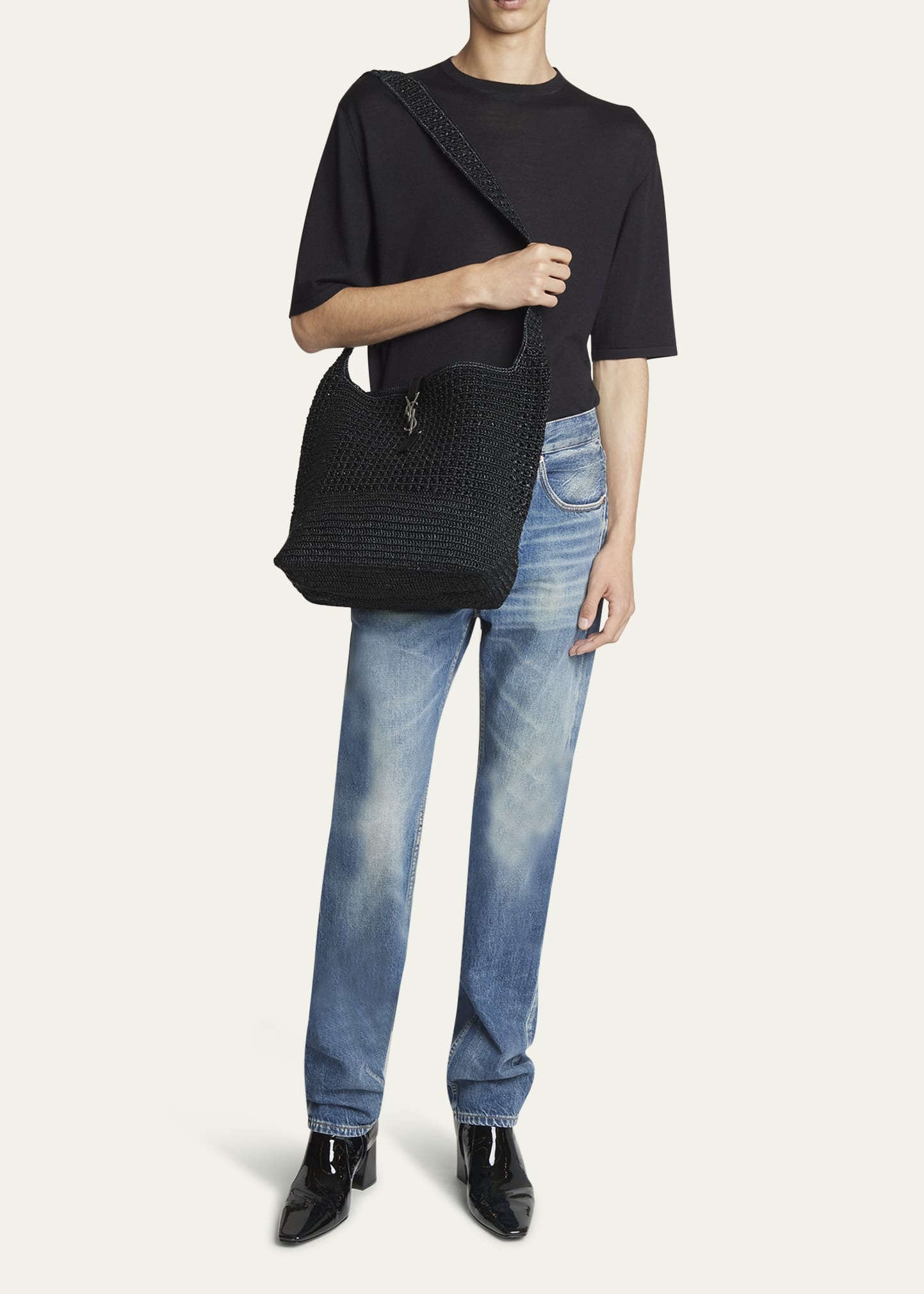 Men's LE 5 A 7 Raffia Hobo Bag - 5